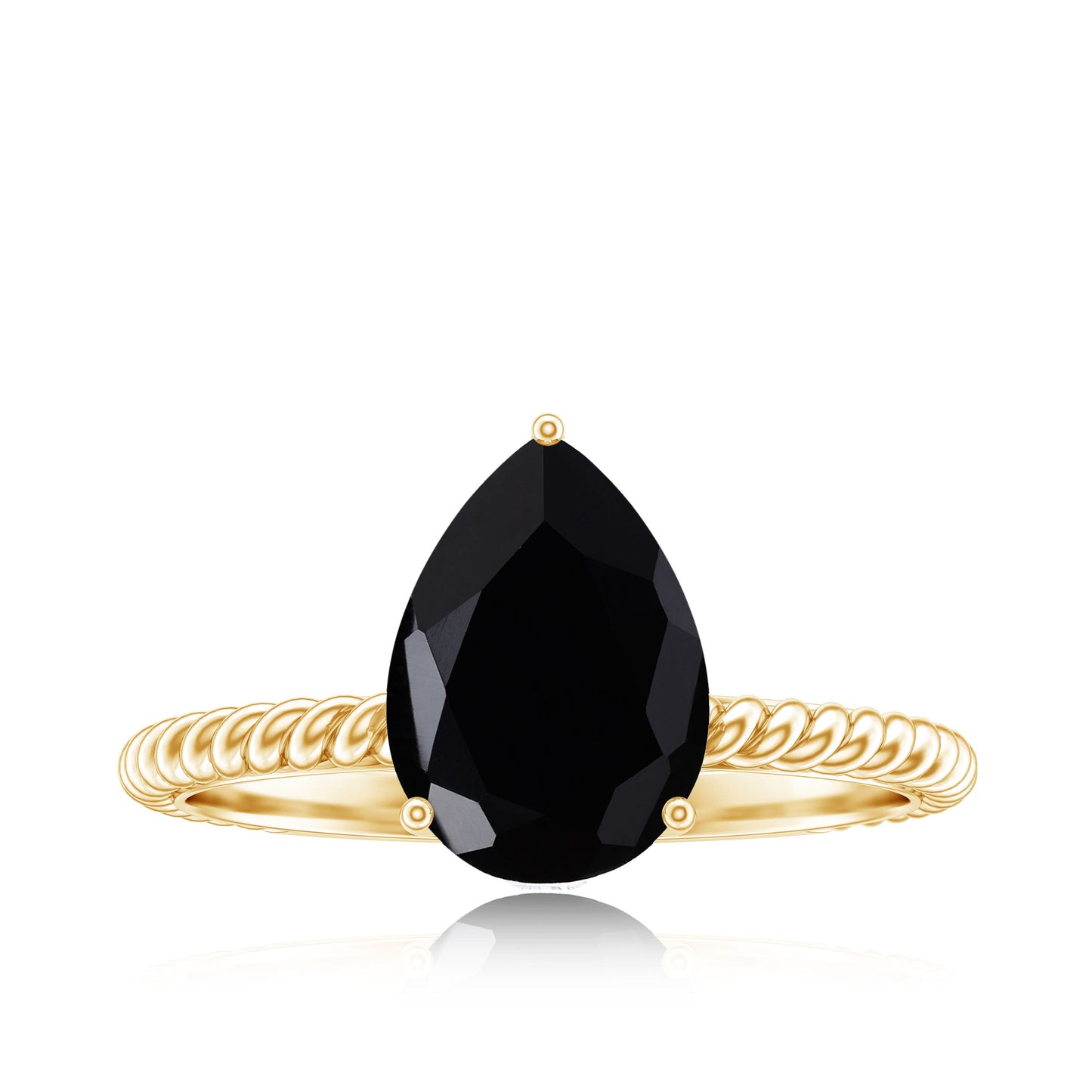 4.8 Carat Lab Grown Black Diamond Pear Shaped Engagement Ring with Hidden Moissanite