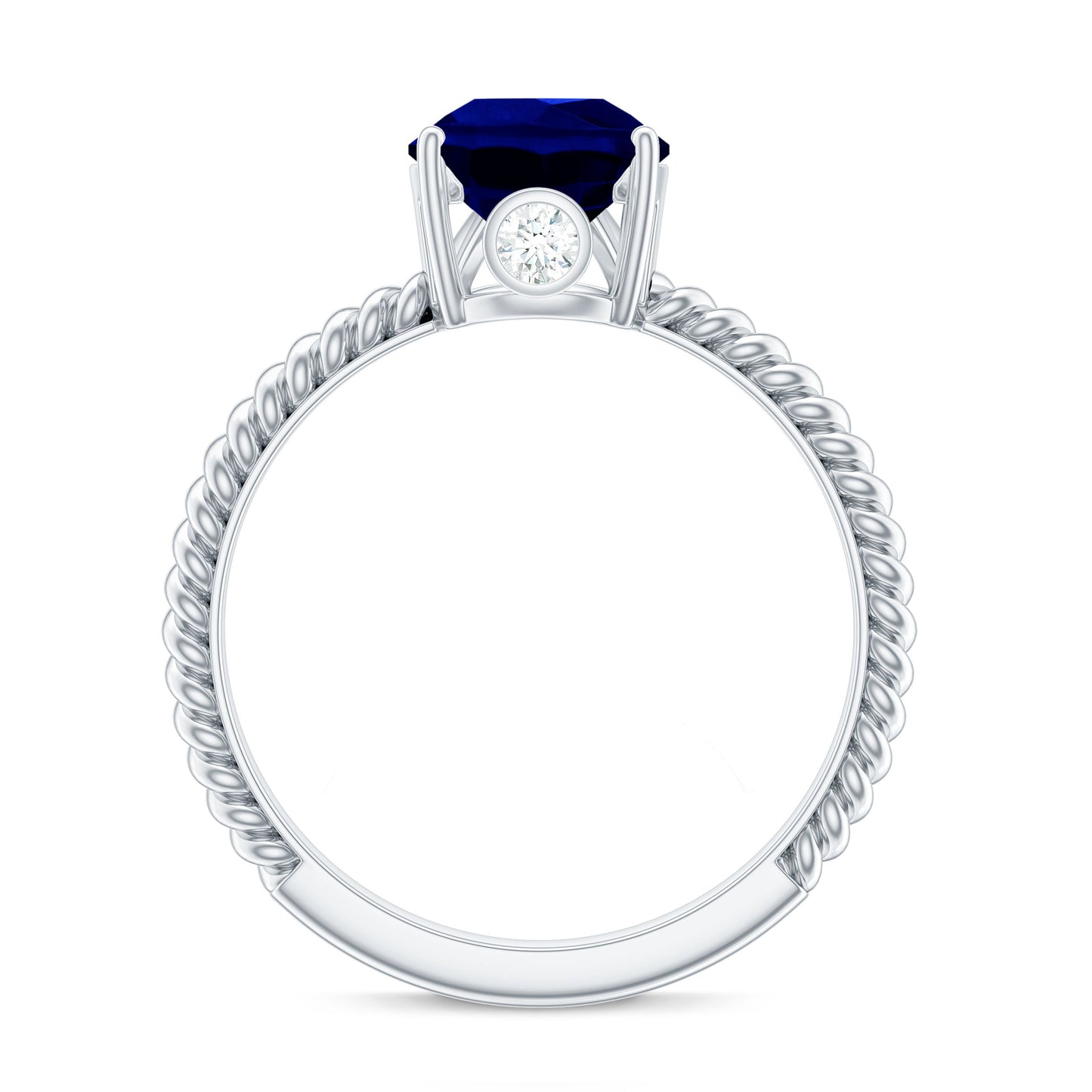 Certified 3 Carat Lab Grown Blue Sapphire Pear Shaped Engagement Ring