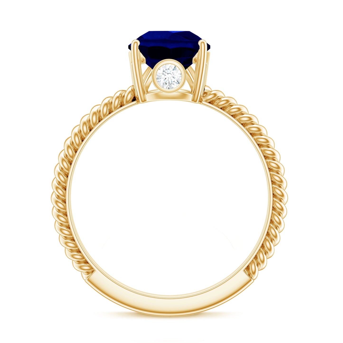 Certified 3 Carat Lab Grown Blue Sapphire Pear Shaped Engagement Ring