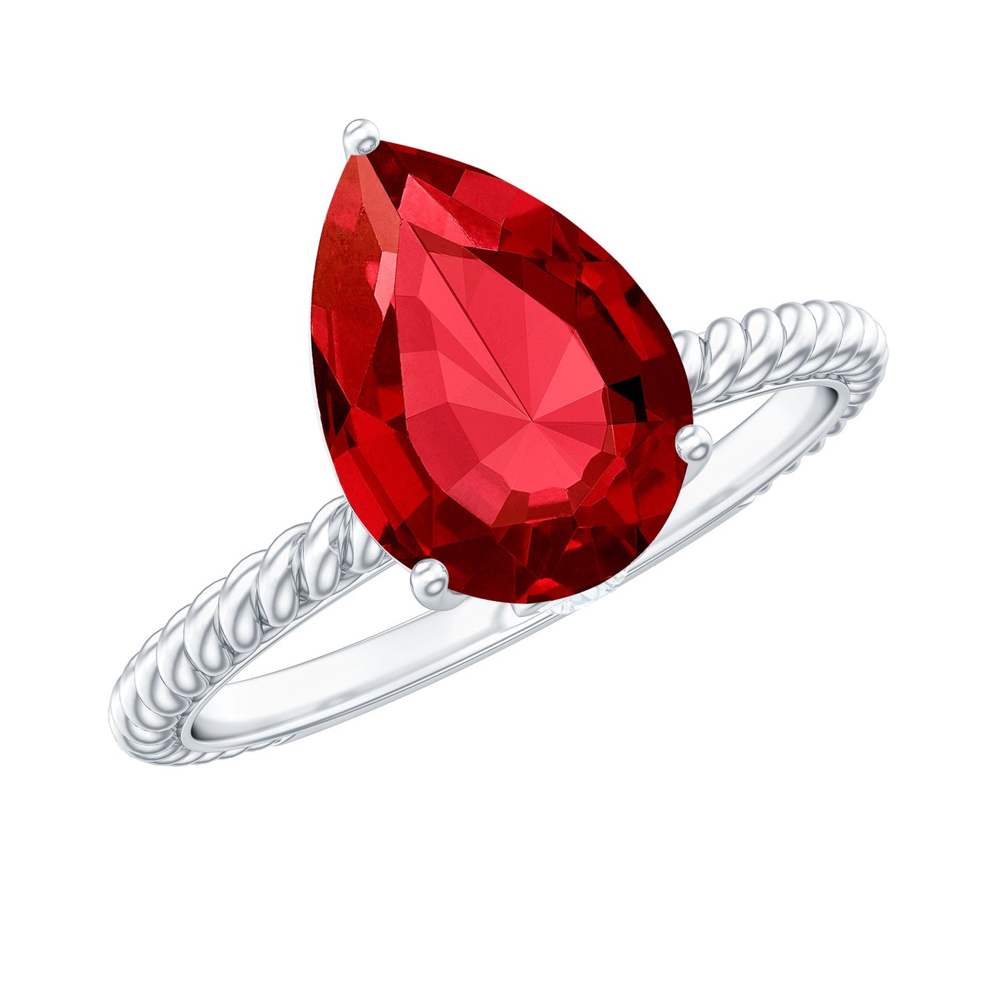 2.9 Carat Lab Created Ruby Teardrop Engagement Ring With Surprise Diamonds