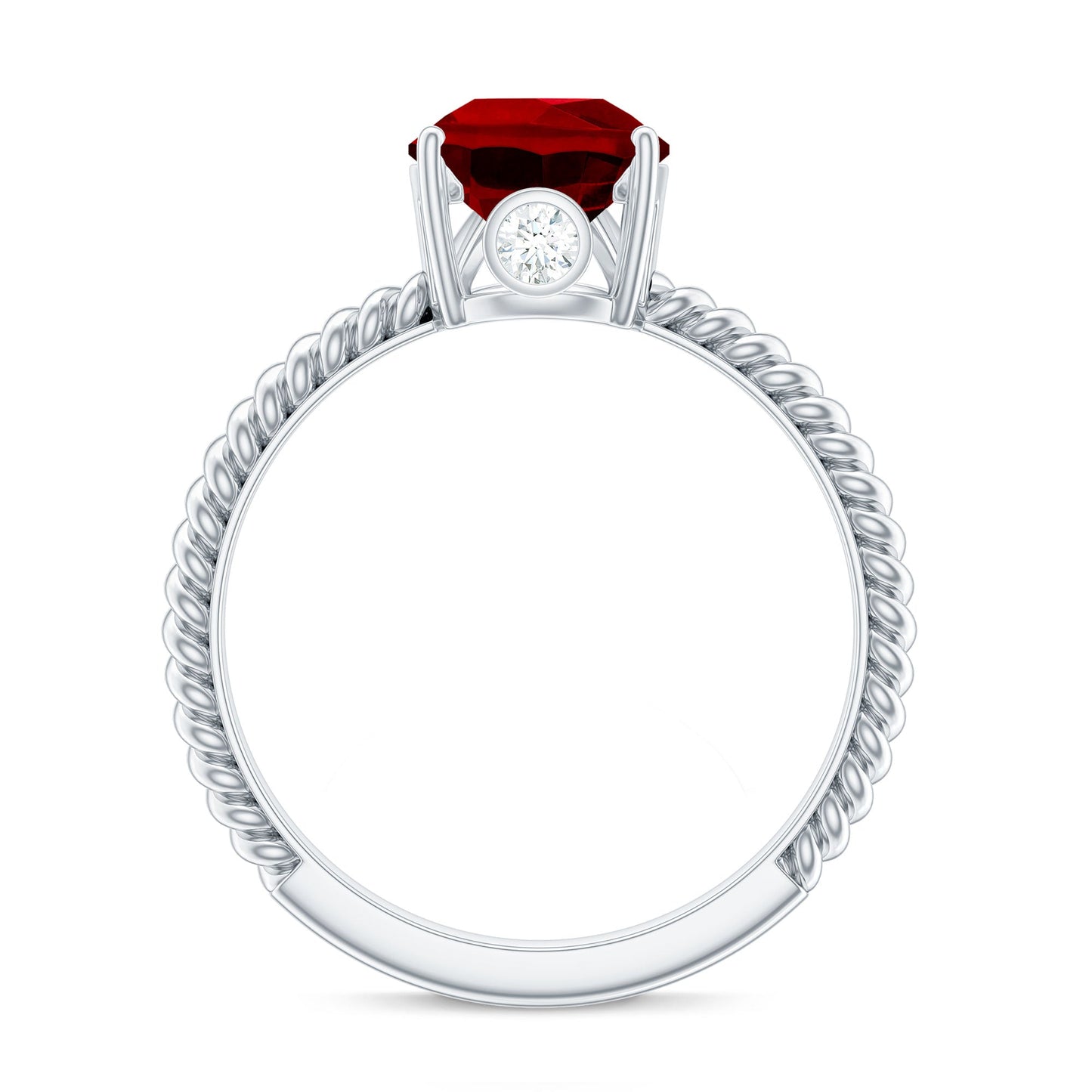 2.9 Carat Lab Created Ruby Teardrop Engagement Ring With Surprise Diamonds