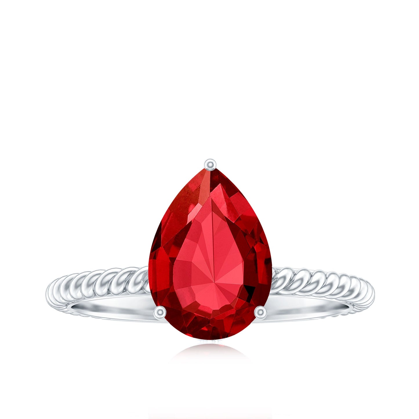 2.9 Carat Lab Created Ruby Teardrop Engagement Ring With Surprise Diamonds