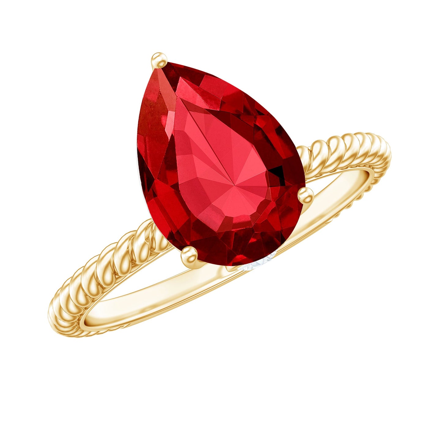 2.9 Carat Lab Created Ruby Teardrop Engagement Ring With Surprise Diamonds