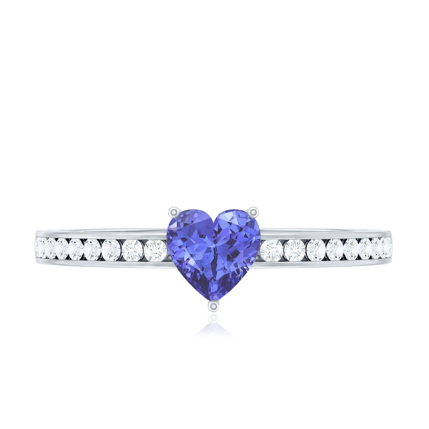 Natural Tanzanite Heart Promise Ring with Diamond