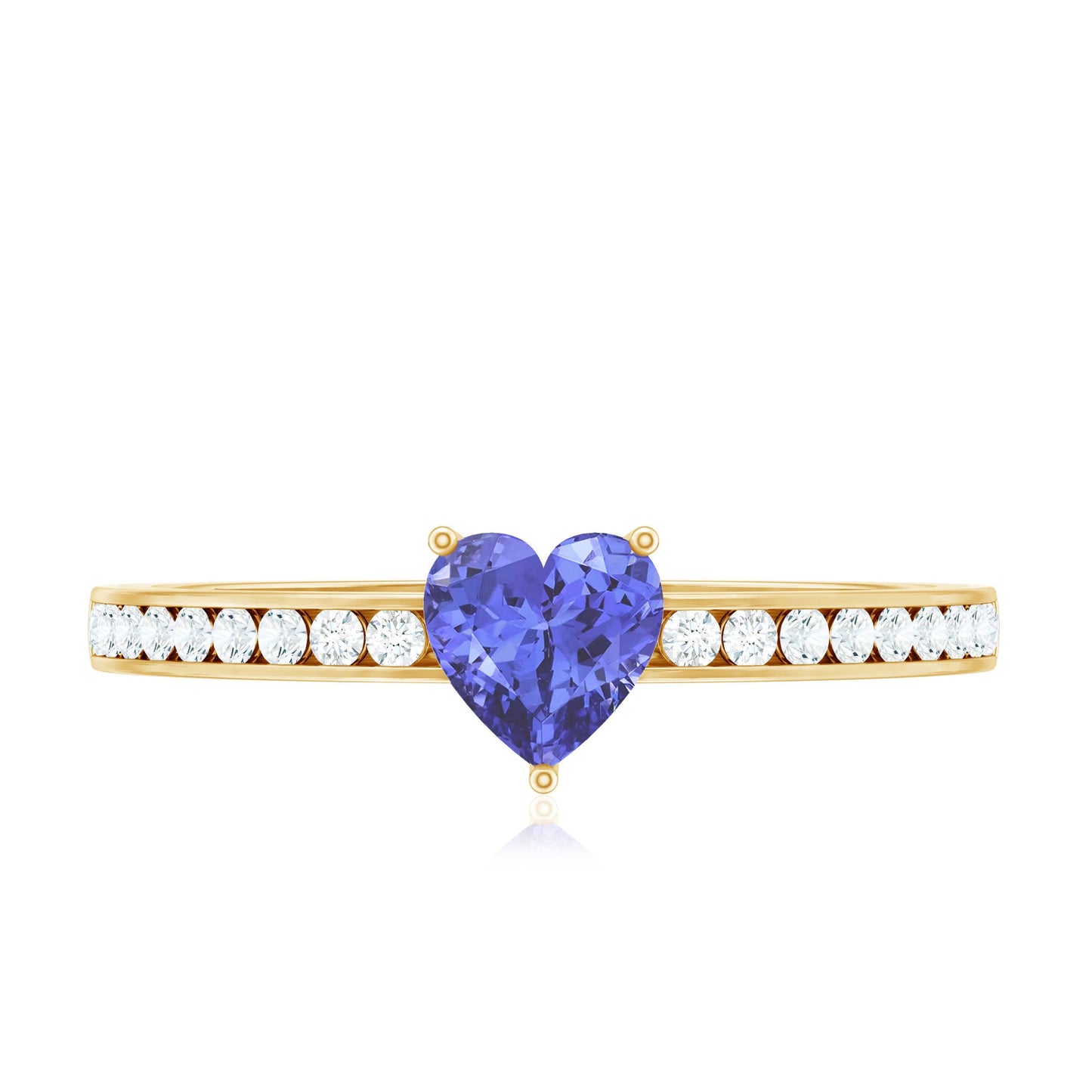 Natural Tanzanite Heart Promise Ring with Diamond