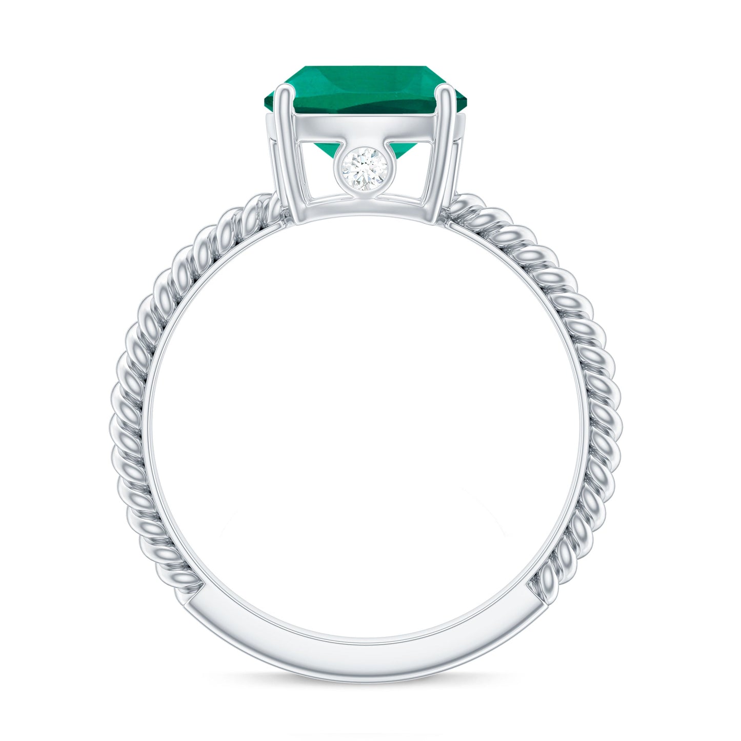 Certified 8 mm Cushion Cut Lab Grown Emerald Ring for Engagement
