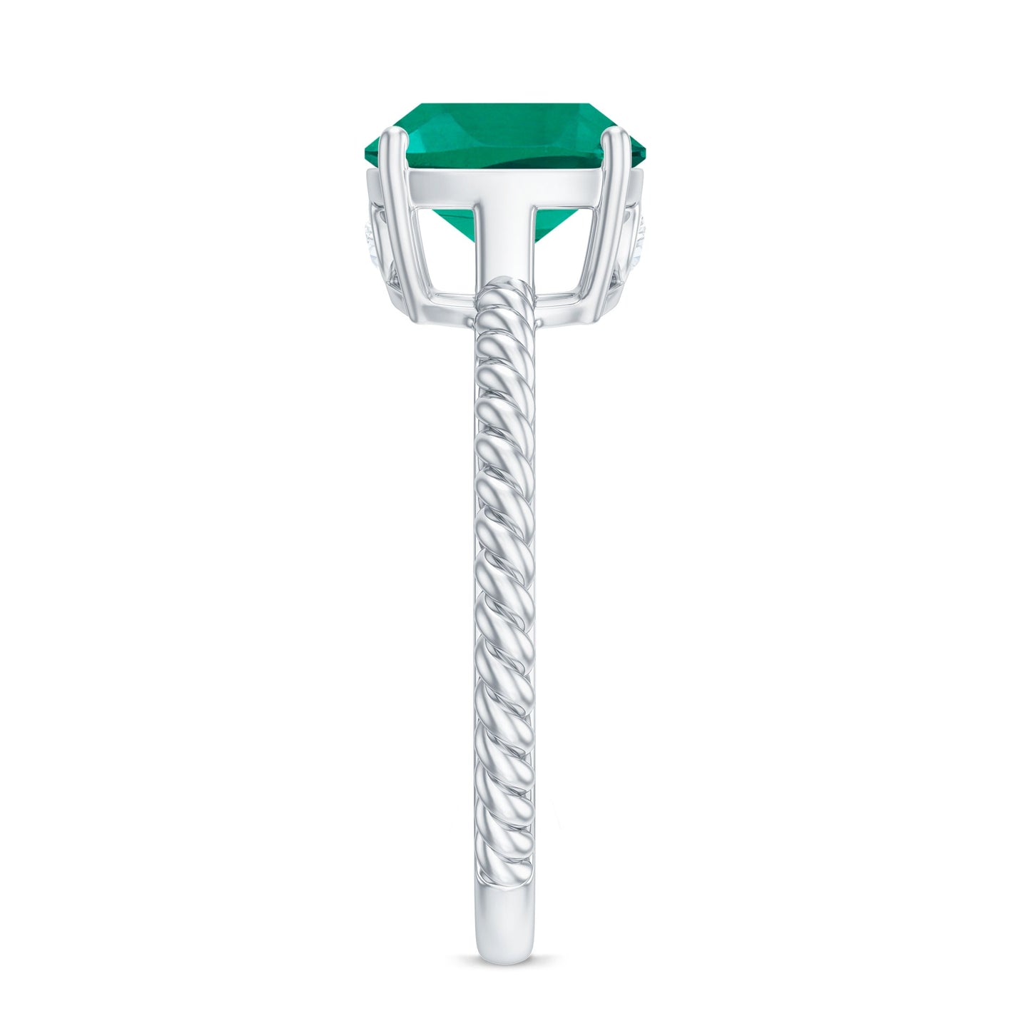 Certified 8 mm Cushion Cut Lab Grown Emerald Ring for Engagement