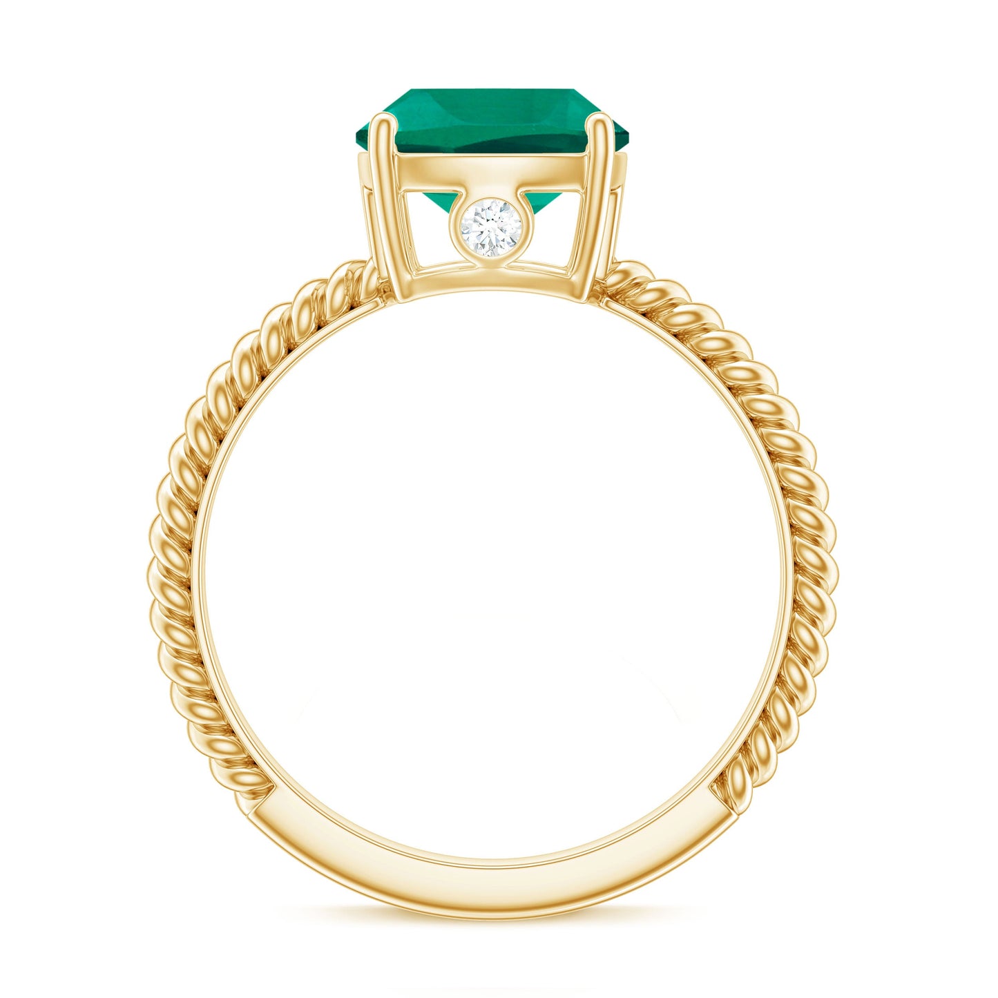 Certified 8 mm Cushion Cut Lab Grown Emerald Ring for Engagement