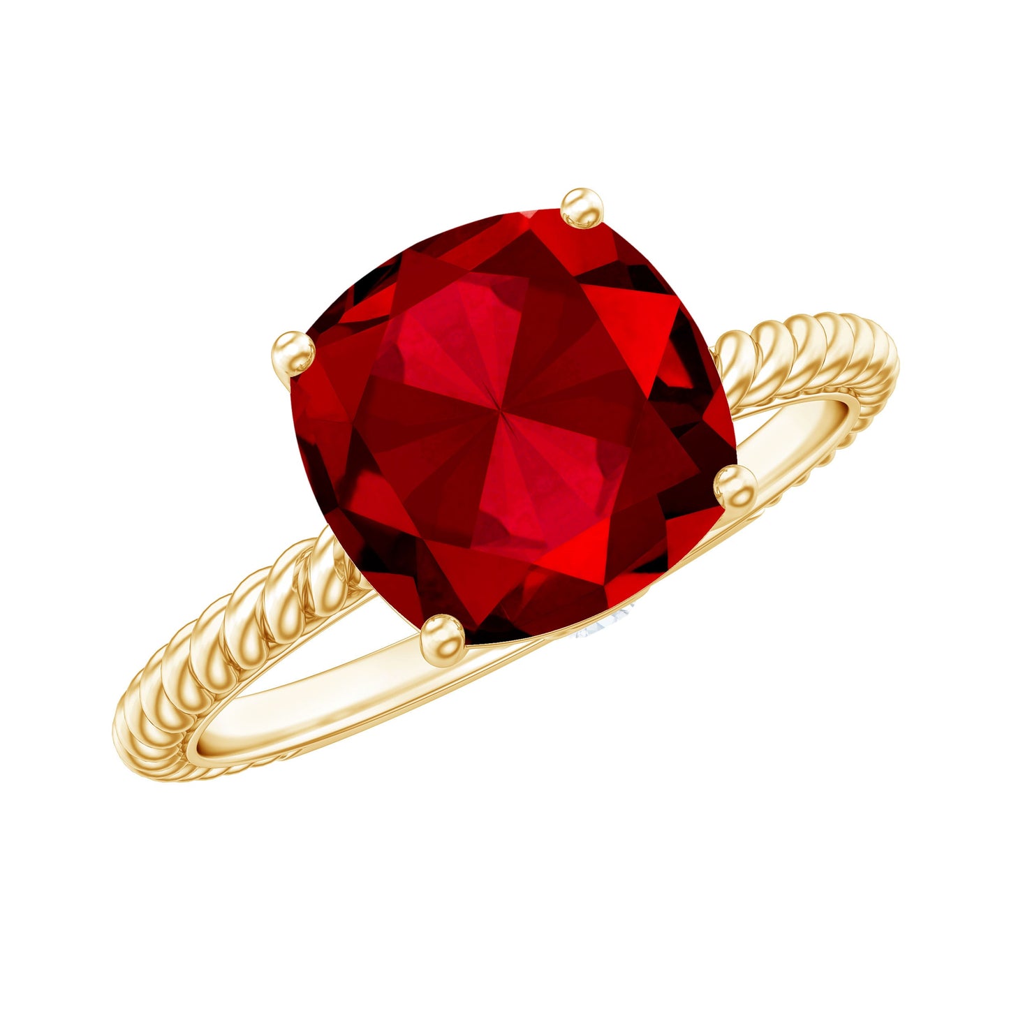 Certified 2 Carat Lab Grown Ruby Cushion Cut Engagement Ring with Surprise Diamond