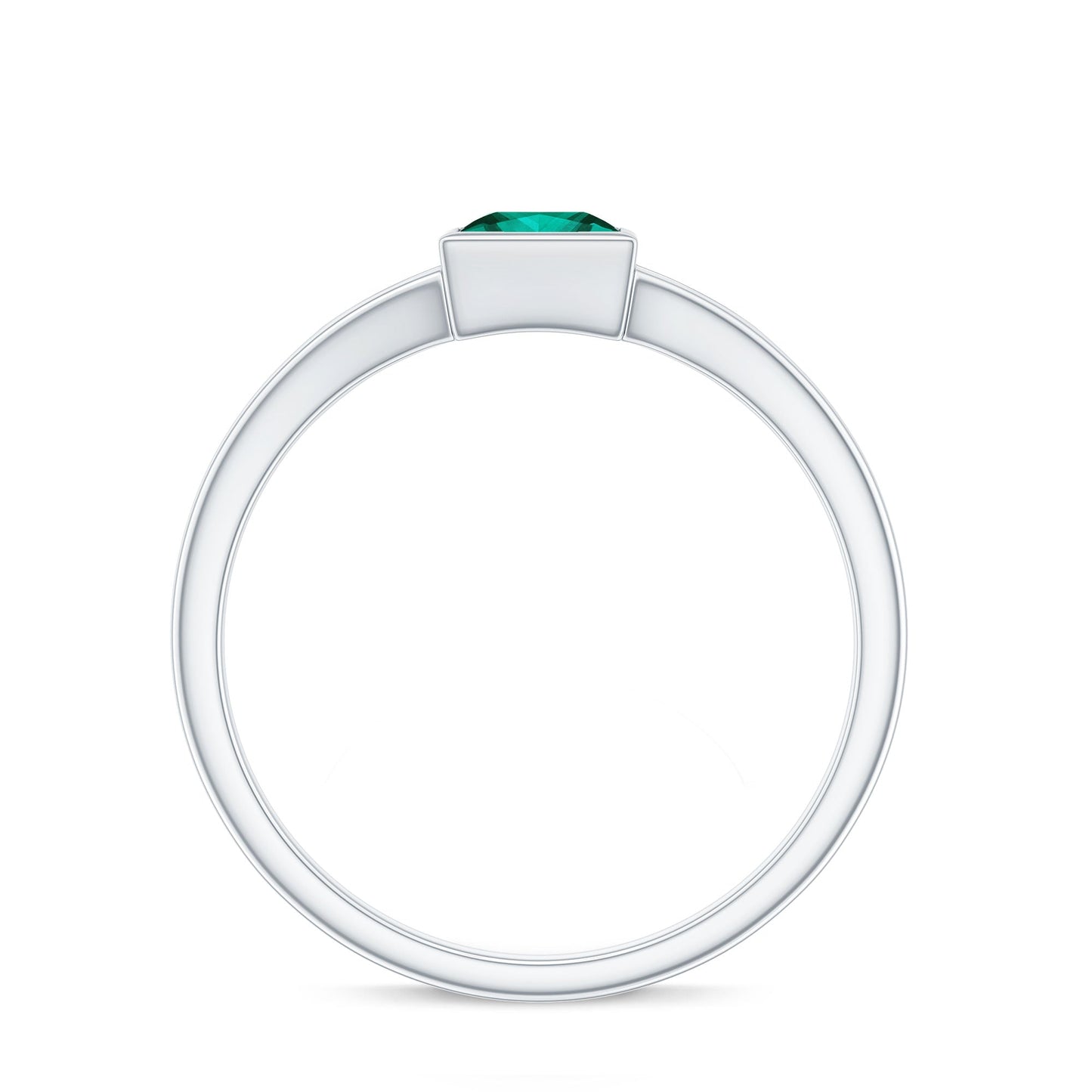 5mm Princess Cut Lab Grown Emerald Solitaire Ring with Split Shank