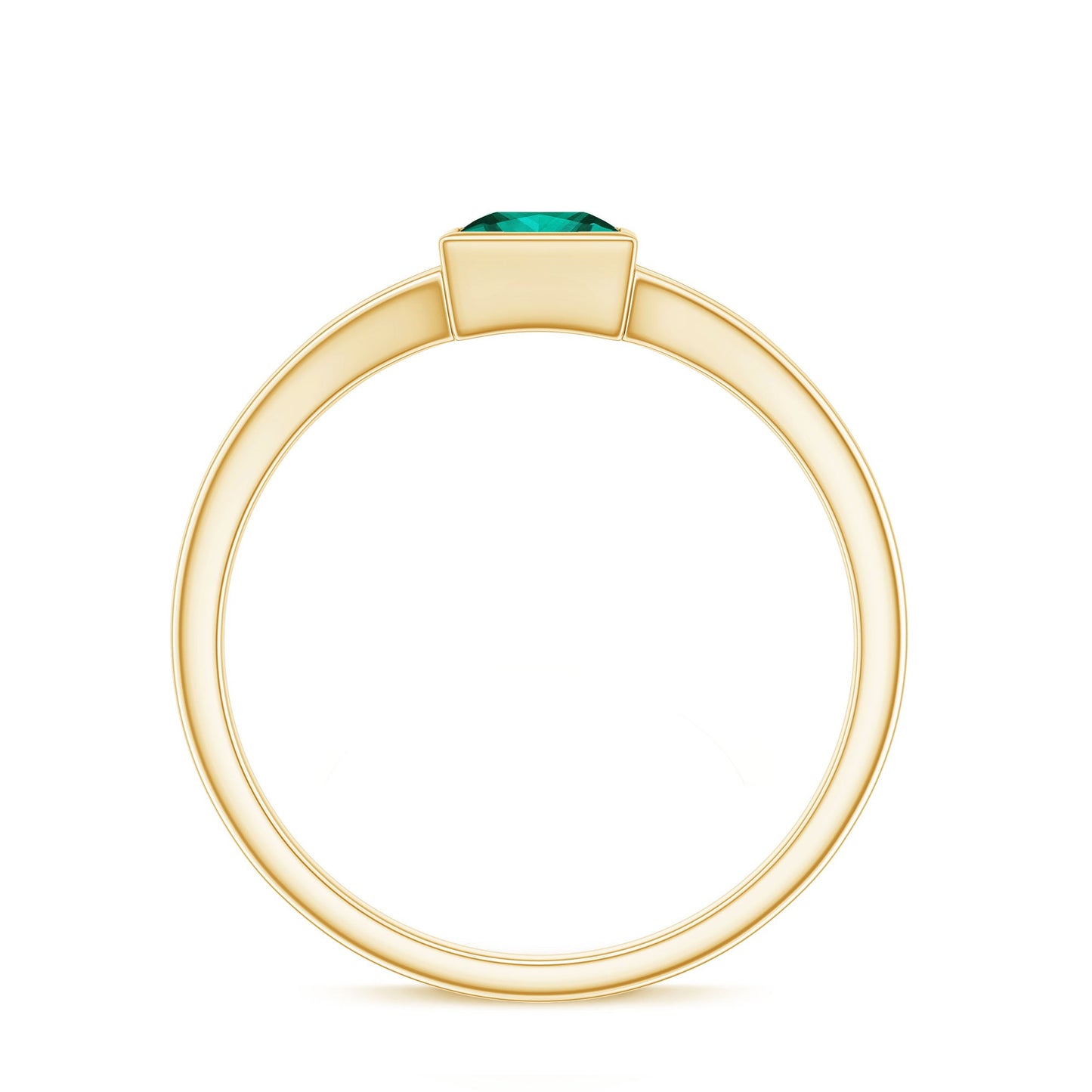 5mm Princess Cut Lab Grown Emerald Solitaire Ring with Split Shank