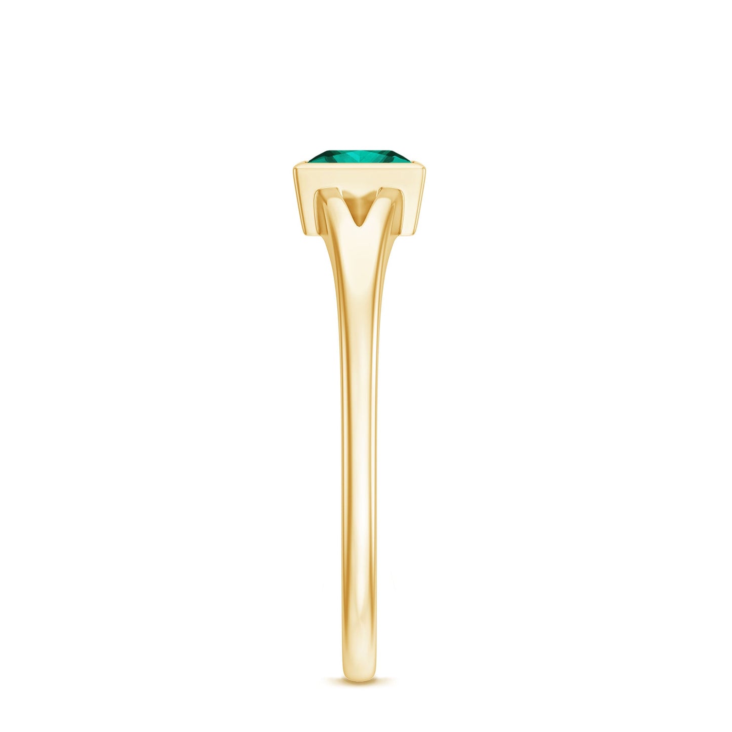 5mm Princess Cut Lab Grown Emerald Solitaire Ring with Split Shank