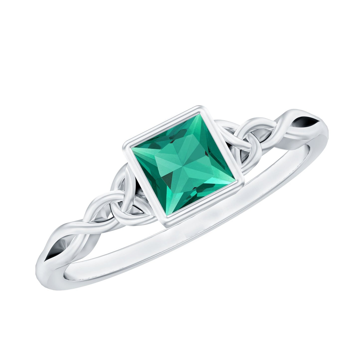 Certified Princess Cut Lab Grown Emerald Celtic Promise Ring