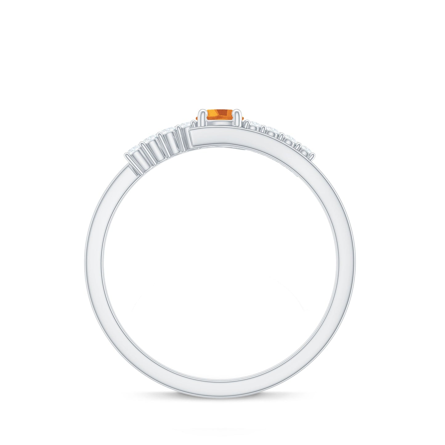 Natural Citrine Promise Ring with Diamond Bypass Shank