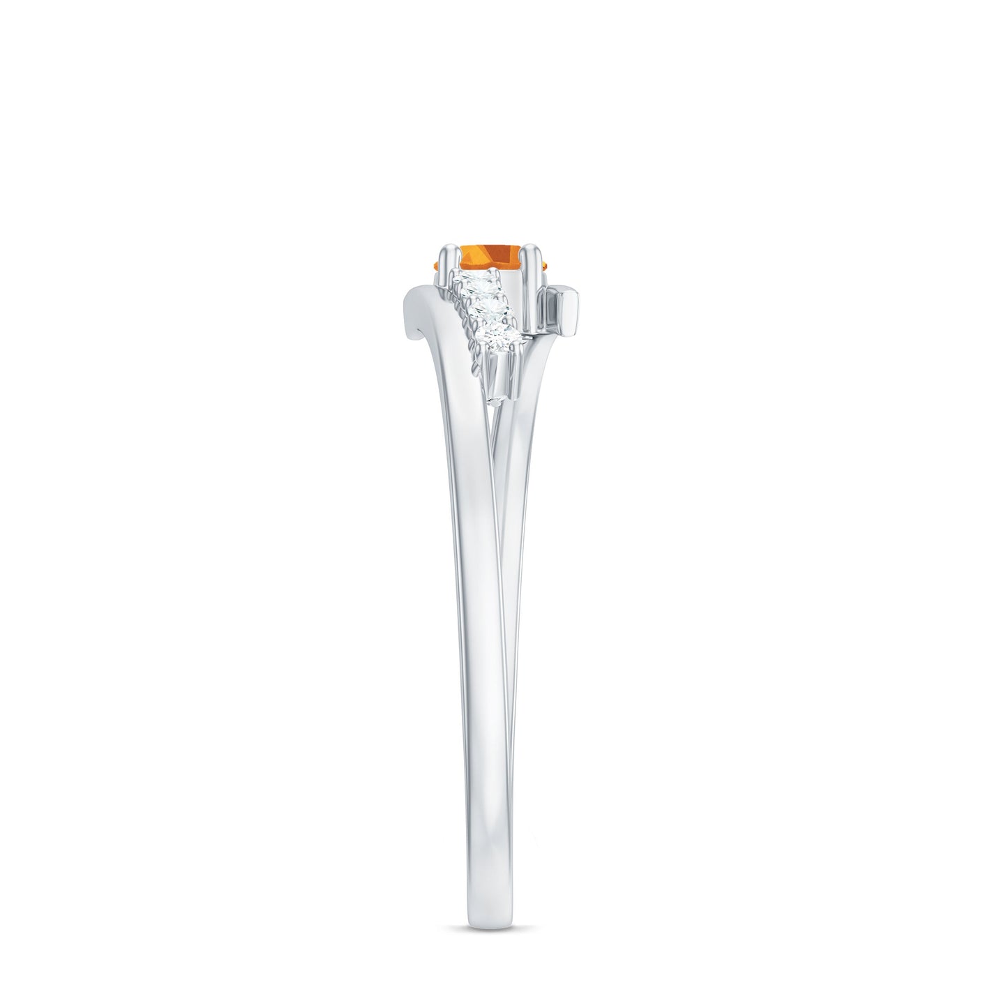Natural Citrine Promise Ring with Diamond Bypass Shank