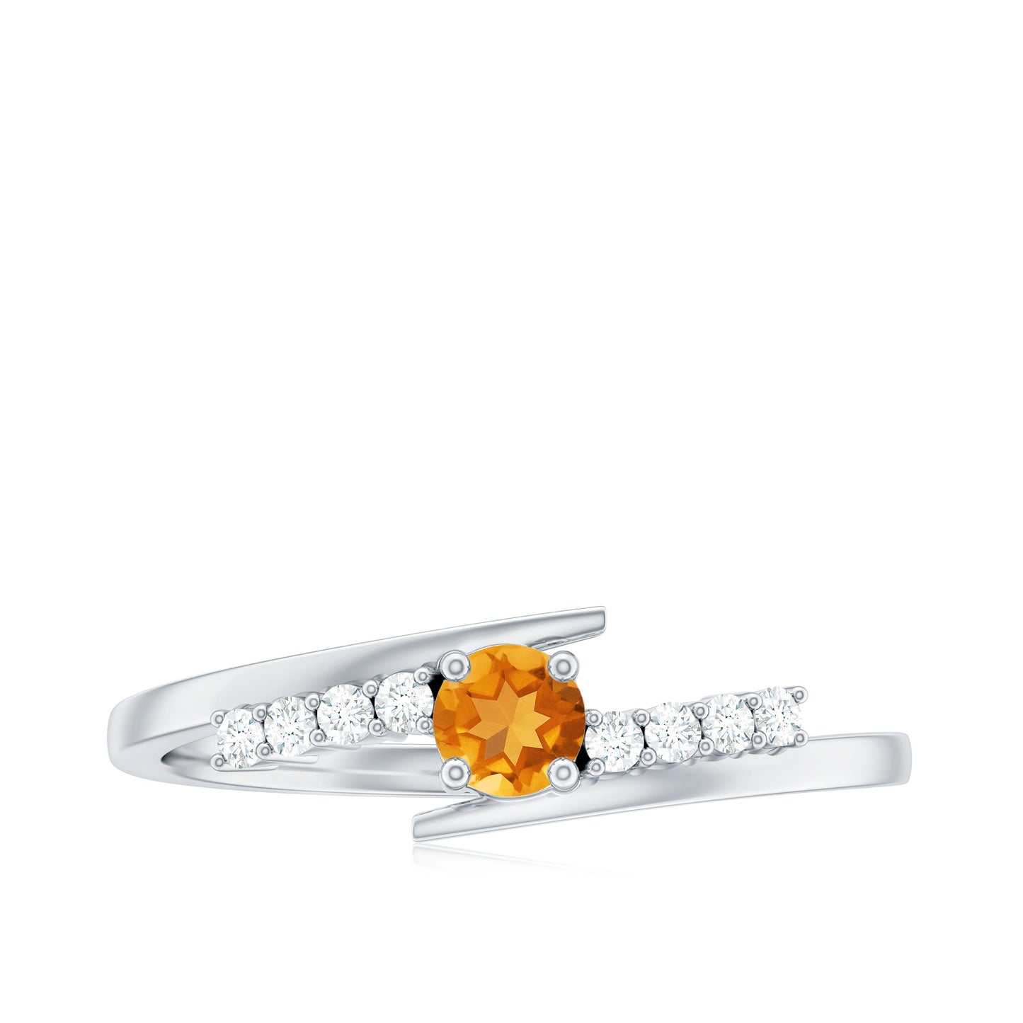 Natural Citrine Promise Ring with Diamond Bypass Shank
