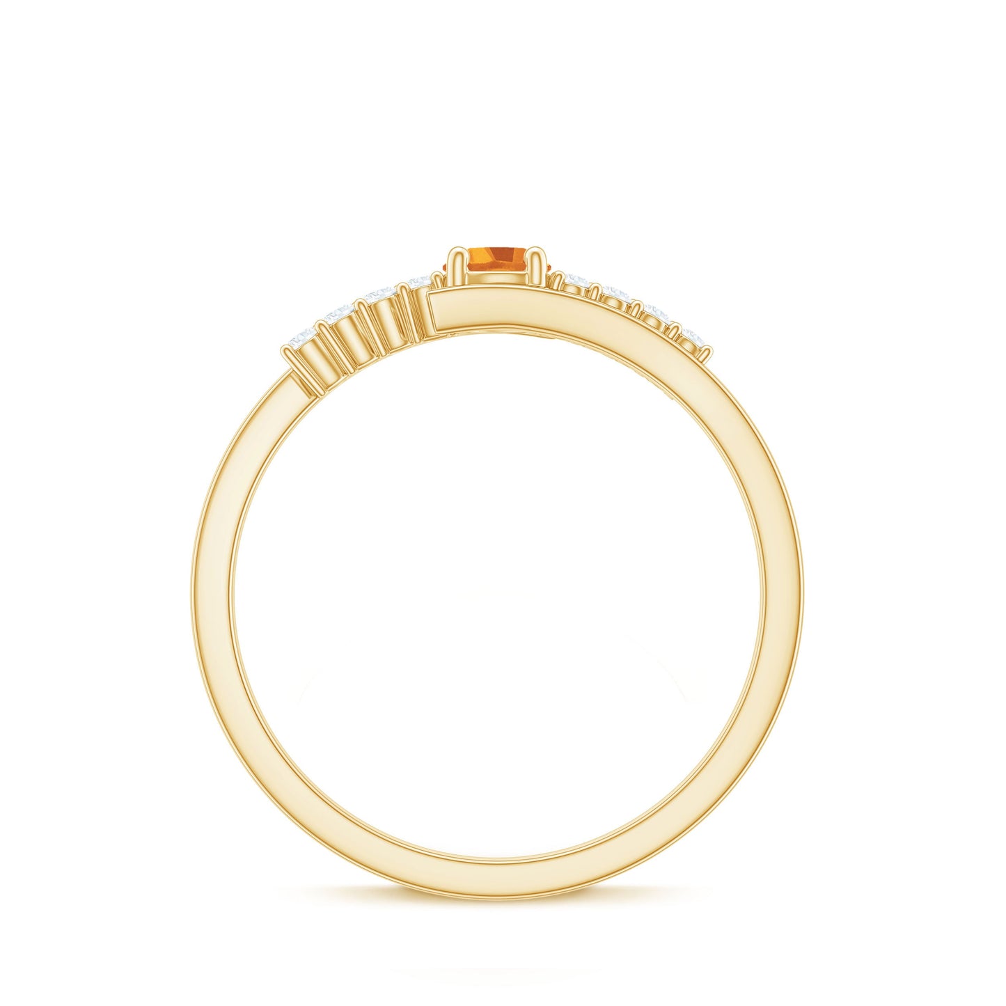 Natural Citrine Promise Ring with Diamond Bypass Shank