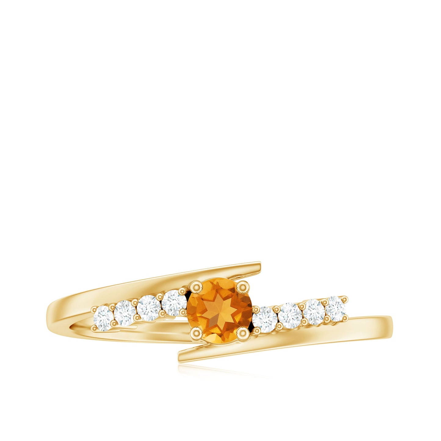 Natural Citrine Promise Ring with Diamond Bypass Shank