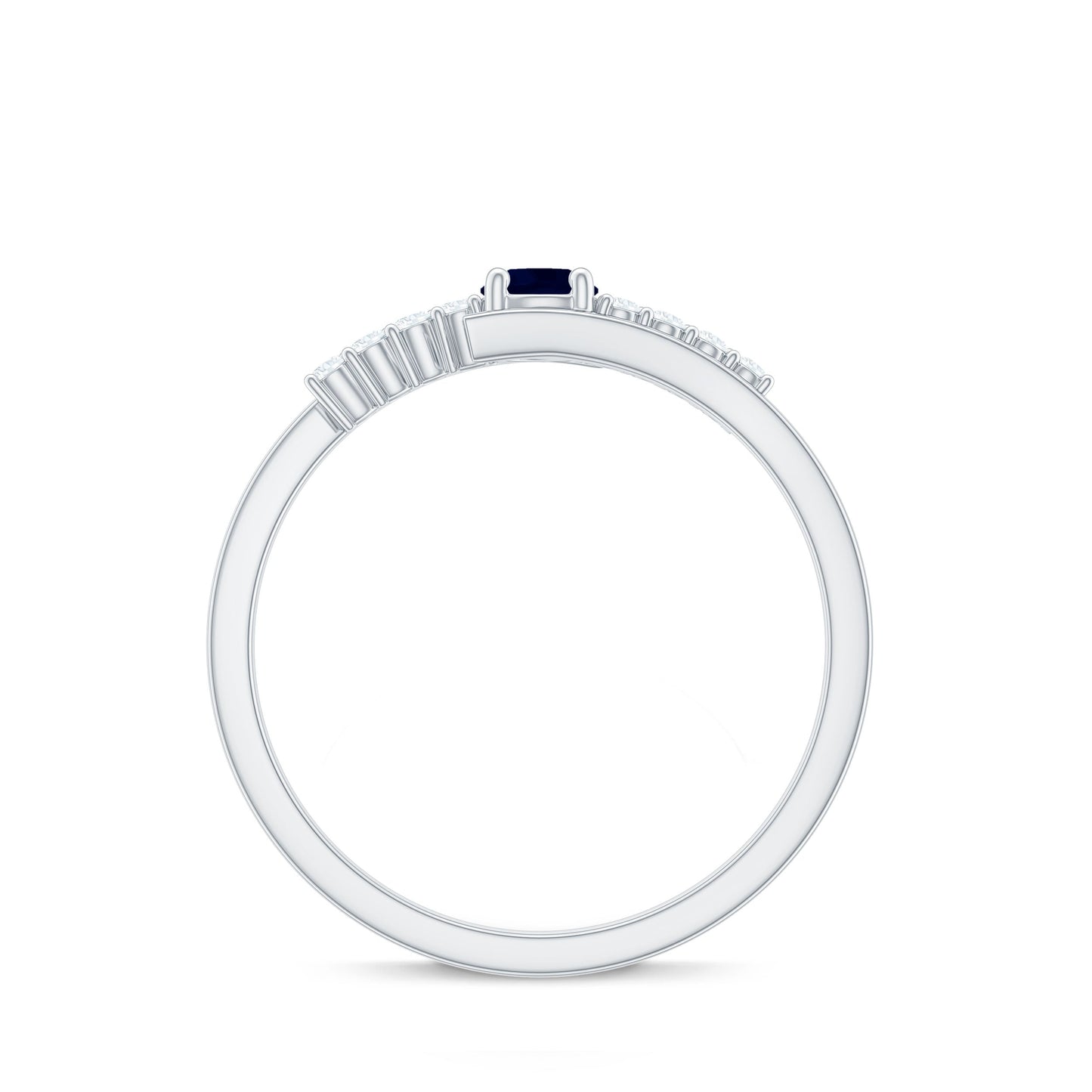 Minimal Round Blue Sapphire and Diamond Bypass Promise Ring