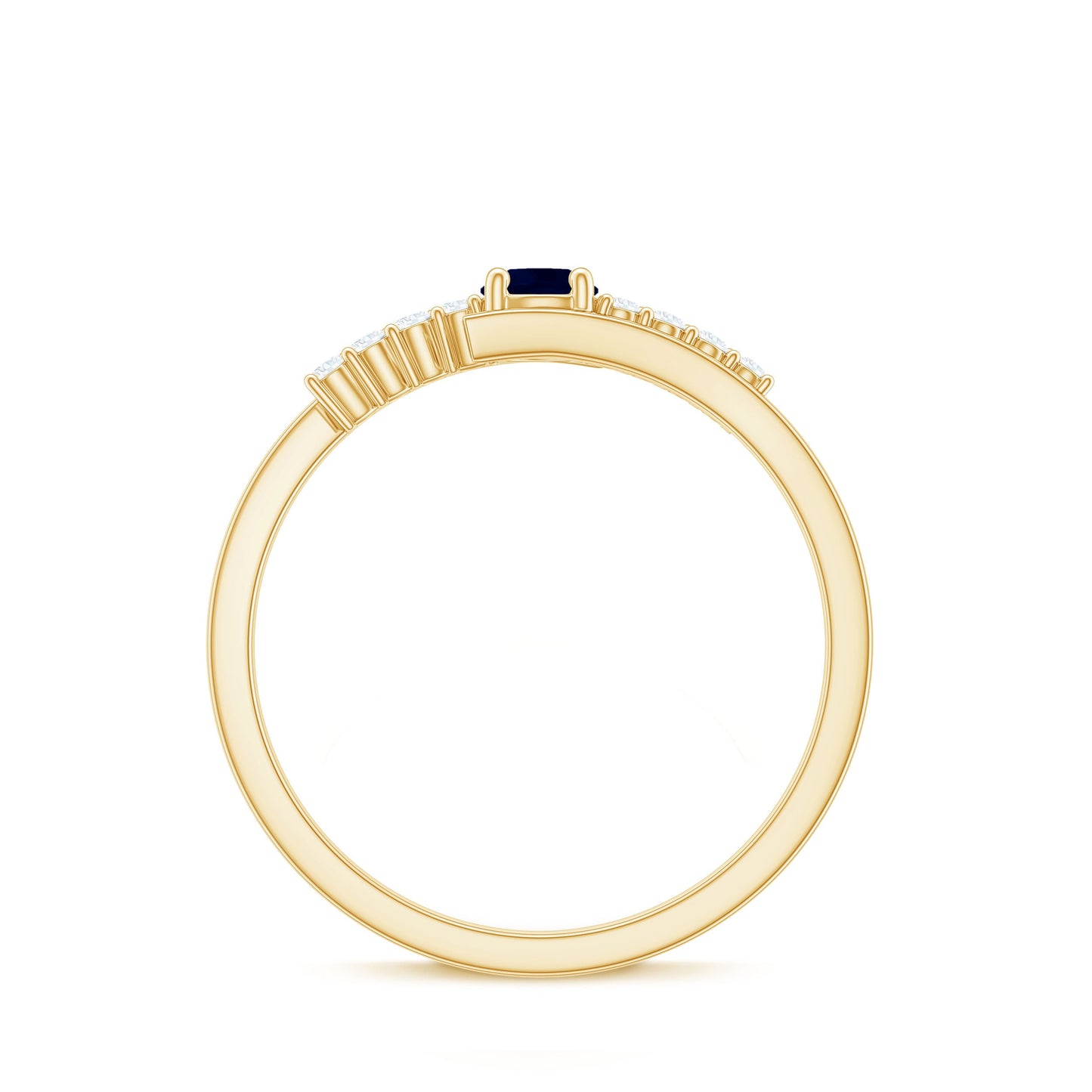 Minimal Round Blue Sapphire and Diamond Bypass Promise Ring