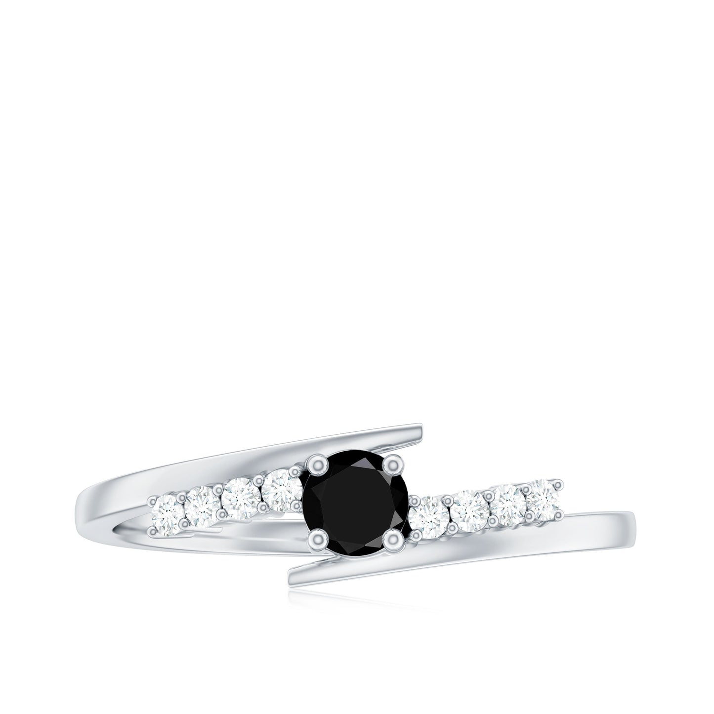 4mm Round Black Onyx Minimal Promise Ring with Diamond