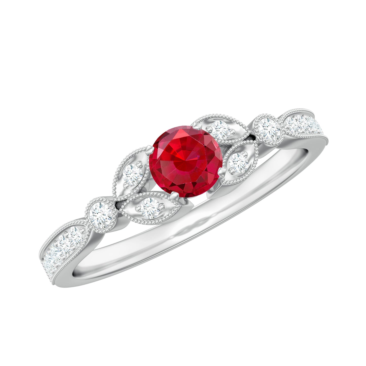 Lab-Lab Grown Ruby and Diamond Minimal Promise Ring