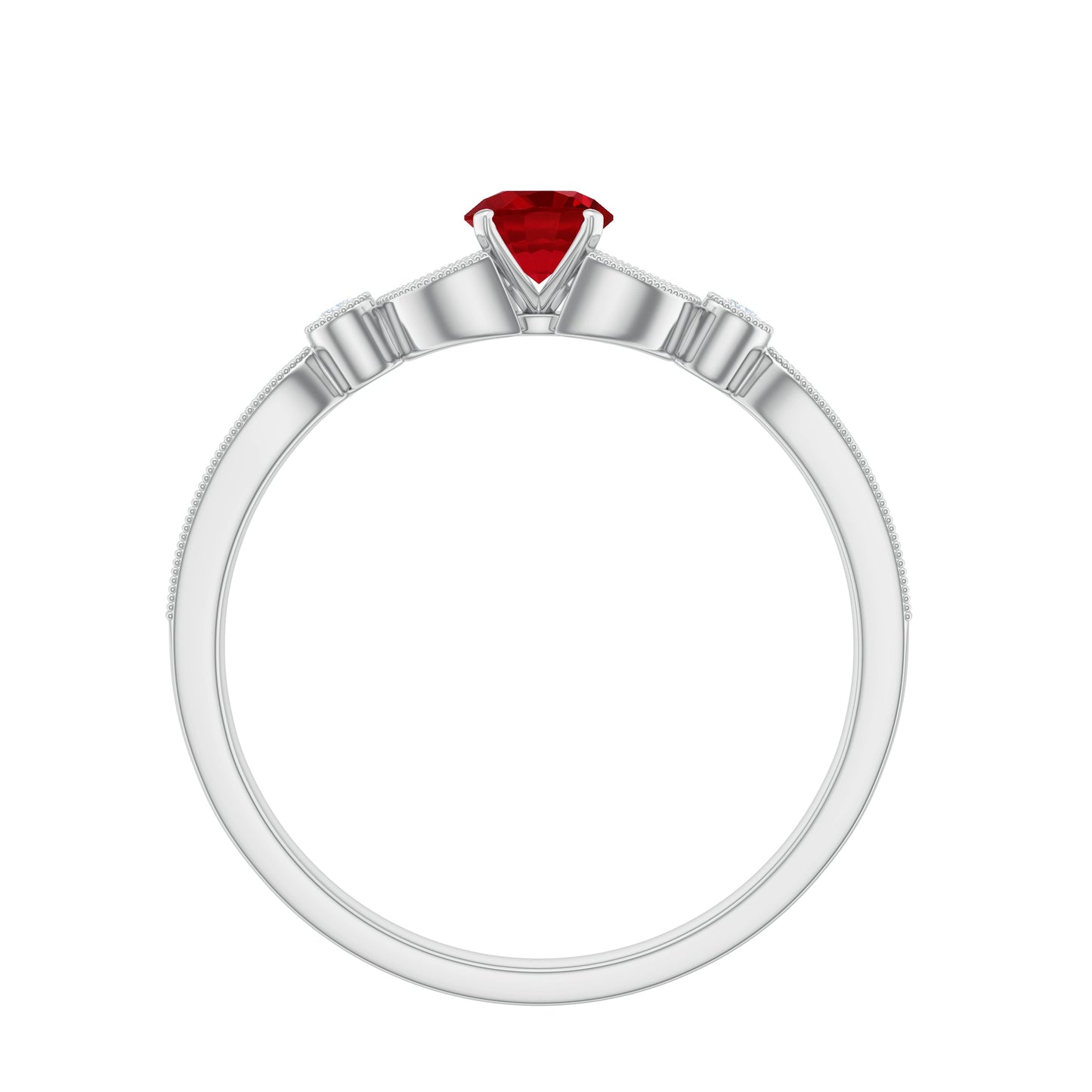 Lab-Lab Grown Ruby and Diamond Minimal Promise Ring