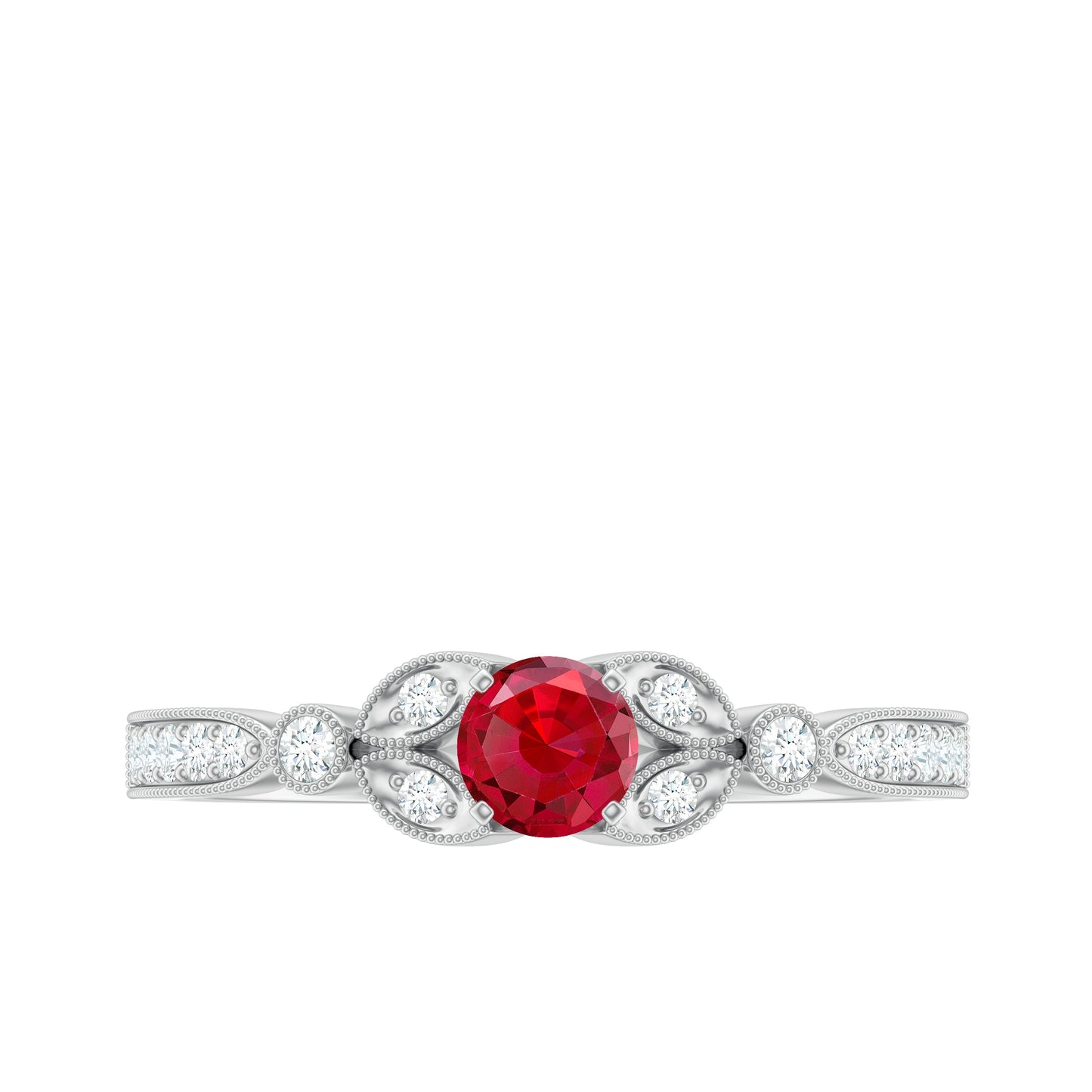 Lab-Lab Grown Ruby and Diamond Minimal Promise Ring