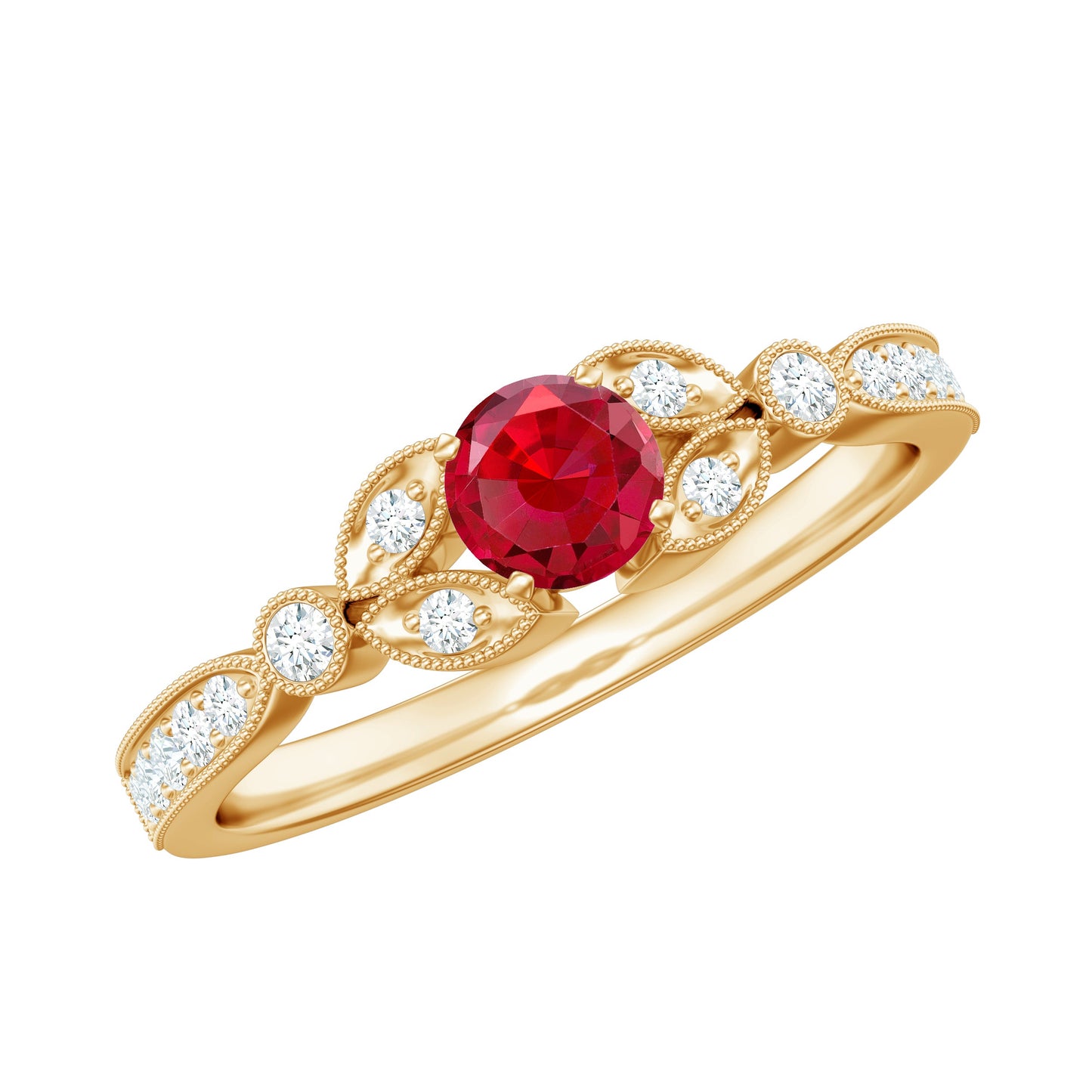 Lab-Lab Grown Ruby and Diamond Minimal Promise Ring