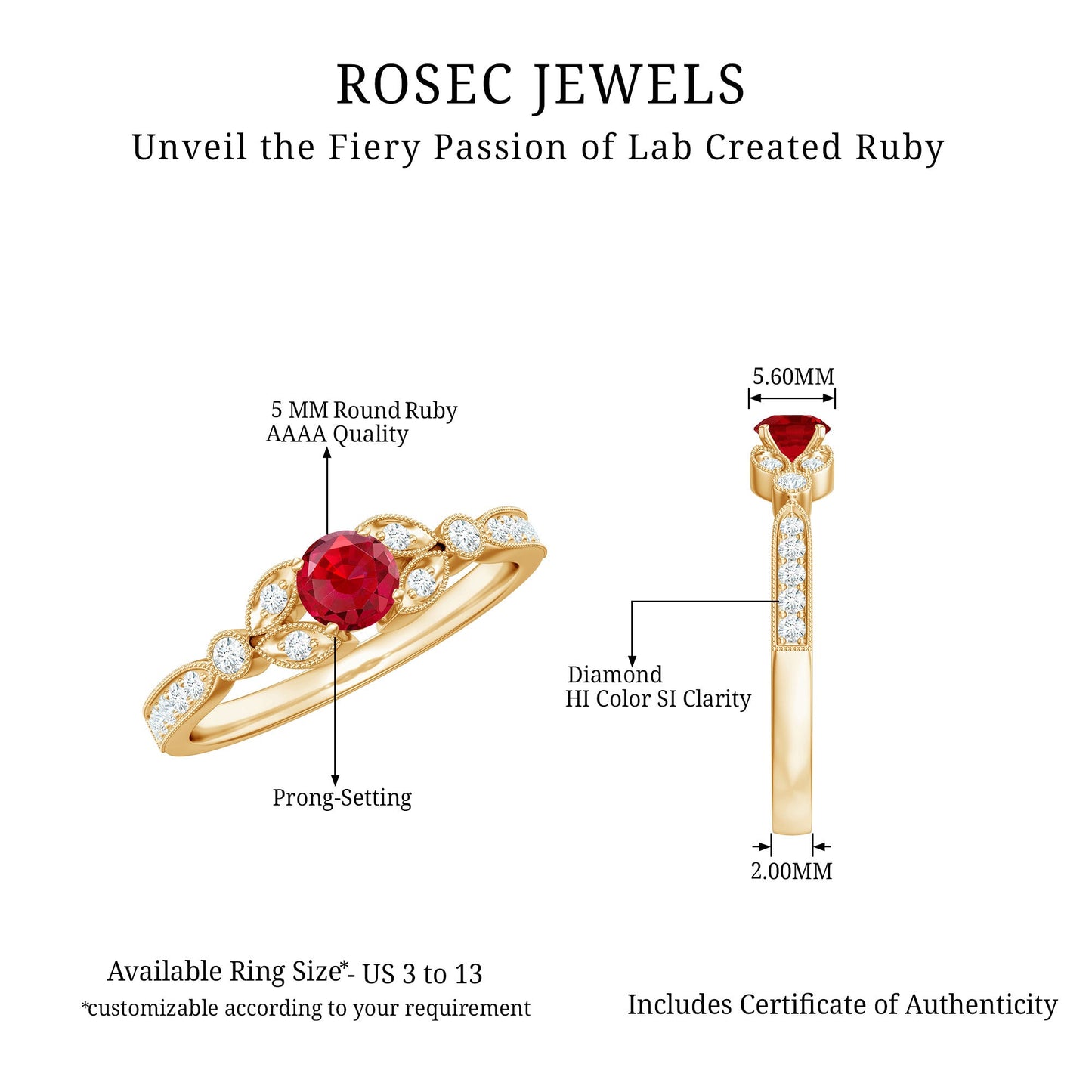 Lab-Lab Grown Ruby and Diamond Minimal Promise Ring