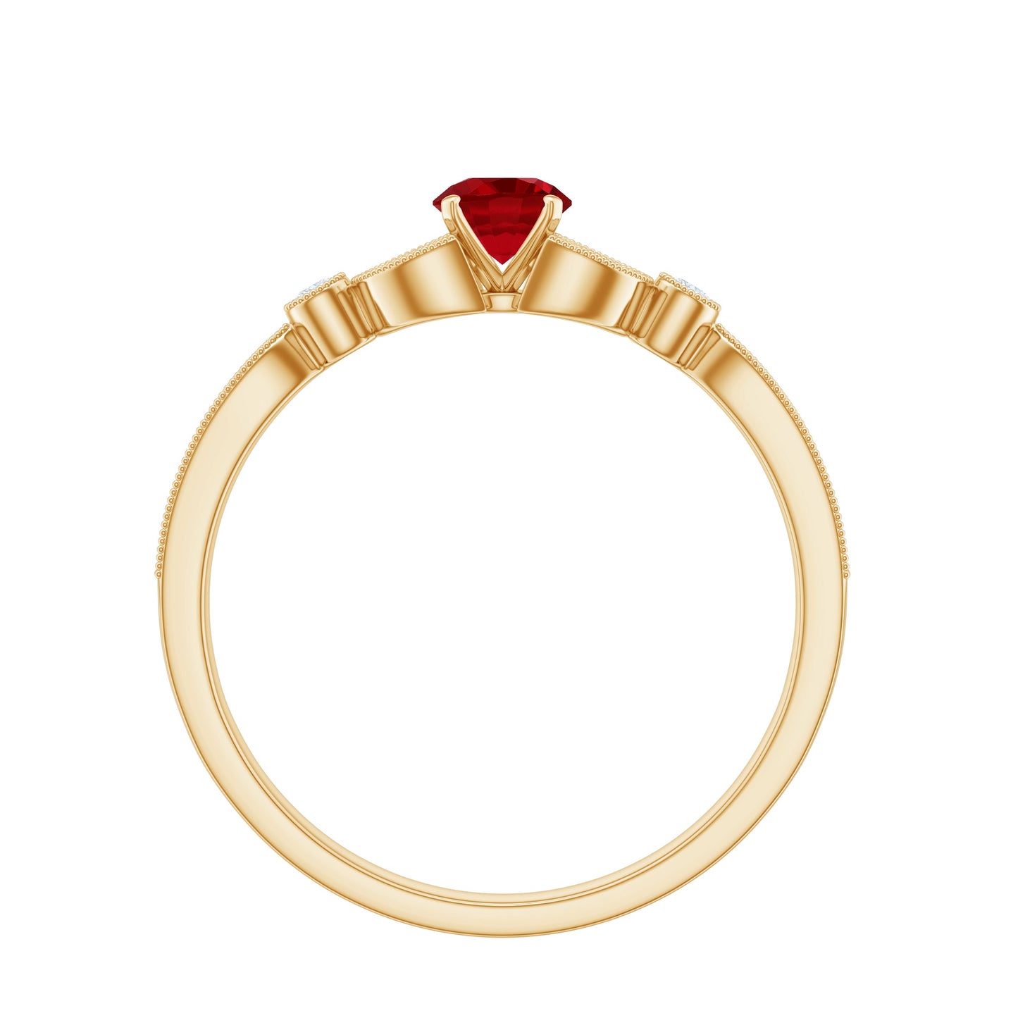 Lab-Lab Grown Ruby and Diamond Minimal Promise Ring