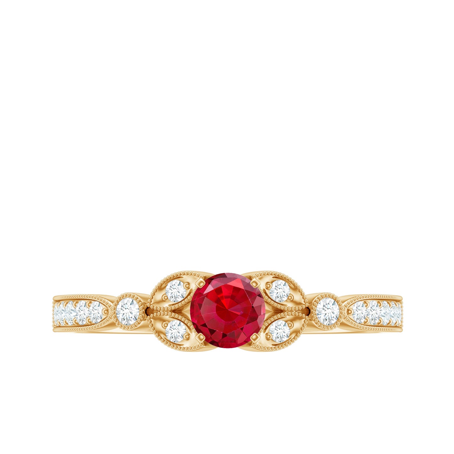 Lab-Lab Grown Ruby and Diamond Minimal Promise Ring
