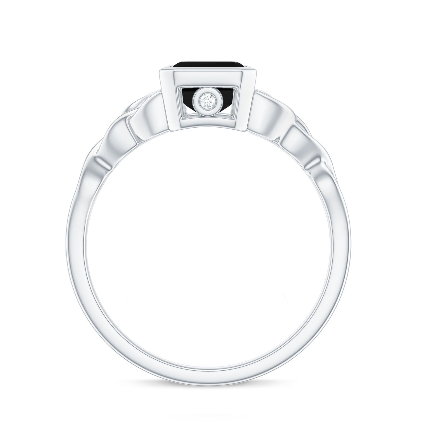 1.6 Carat Lab Grown Black Diamond Celtic Knot Engagement Ring with Surprise White Diamond