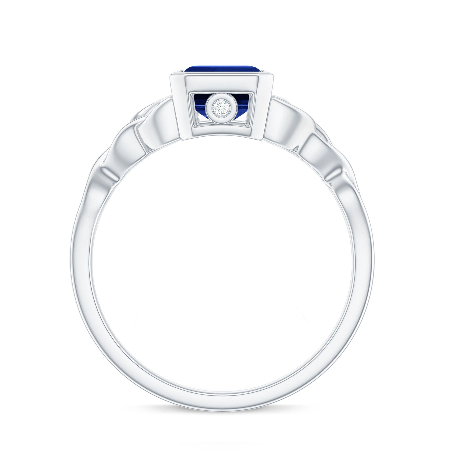 Solitaire Created Blue Sapphire Celtic Engagement Ring