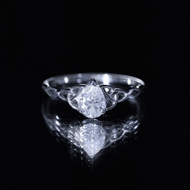 Pear Cut 5X7 MM Moissanite Celtic Engagement Ring