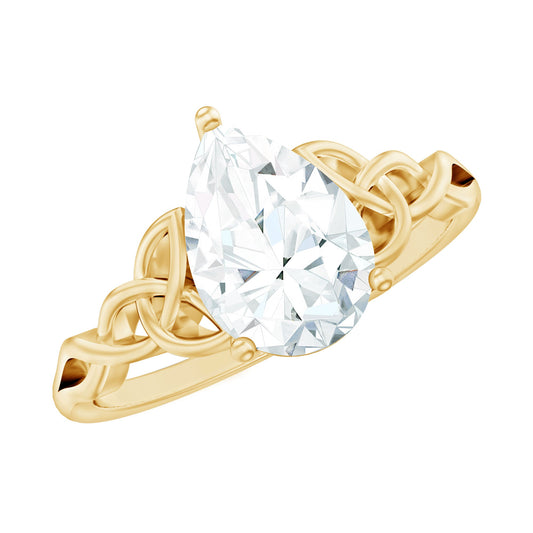 Pear Cut 5X7 MM Moissanite Celtic Engagement Ring