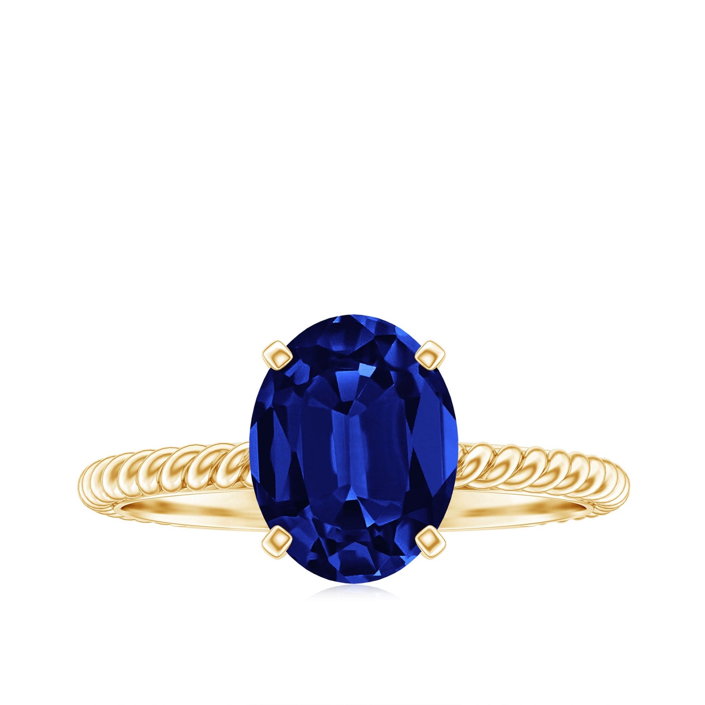 Certified 4 Carat Lab Grown Blue Sapphire Engagement Ring with Surprise Diamond