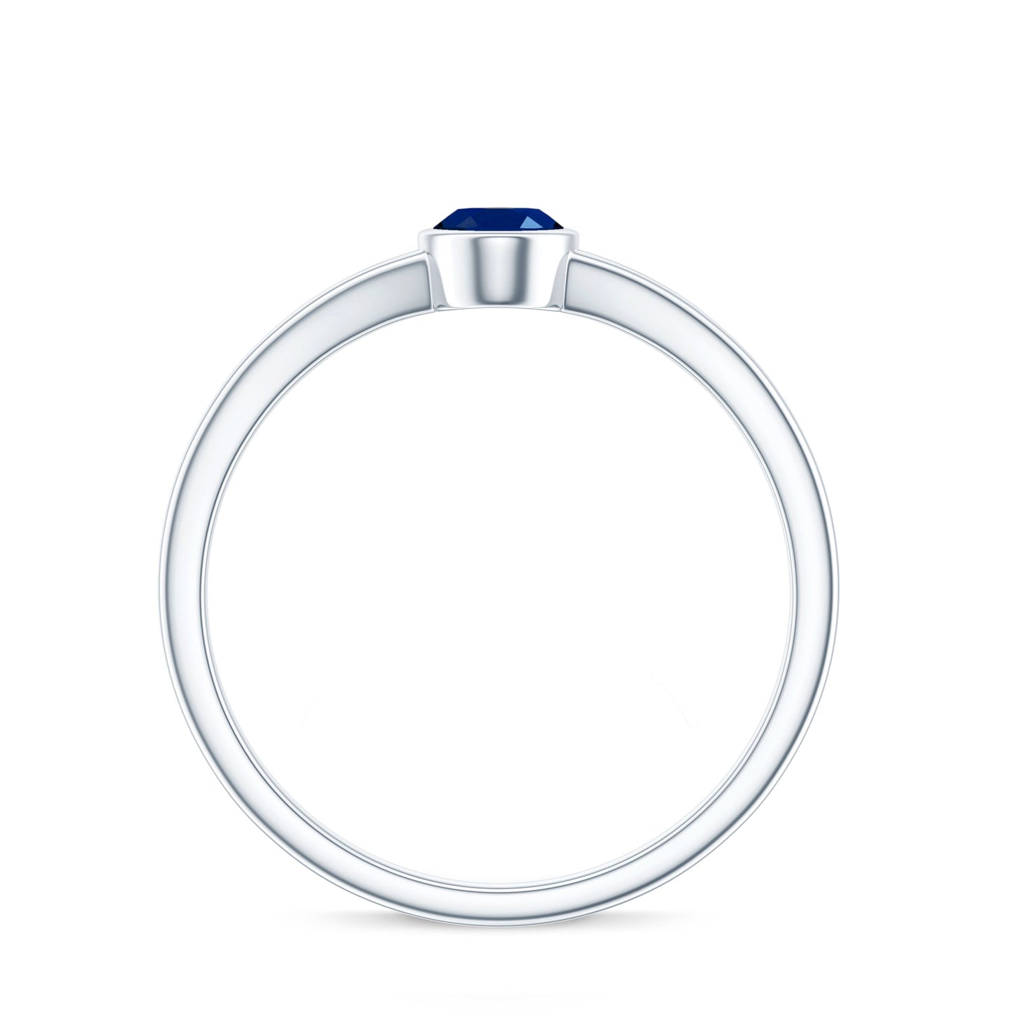 Oval Blue Sapphire Solitaire Engagement Ring in Split Shank
