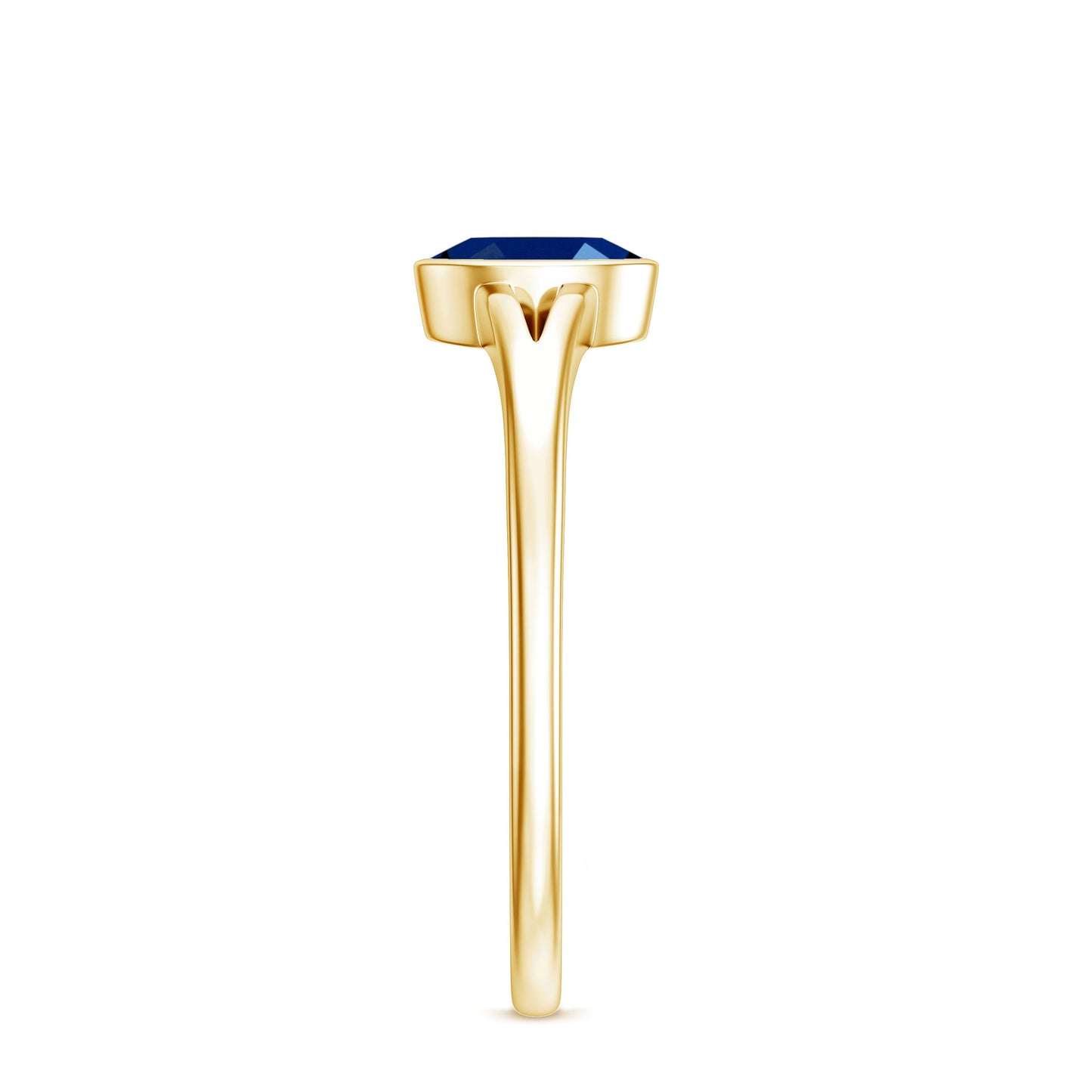 Oval Blue Sapphire Solitaire Engagement Ring in Split Shank
