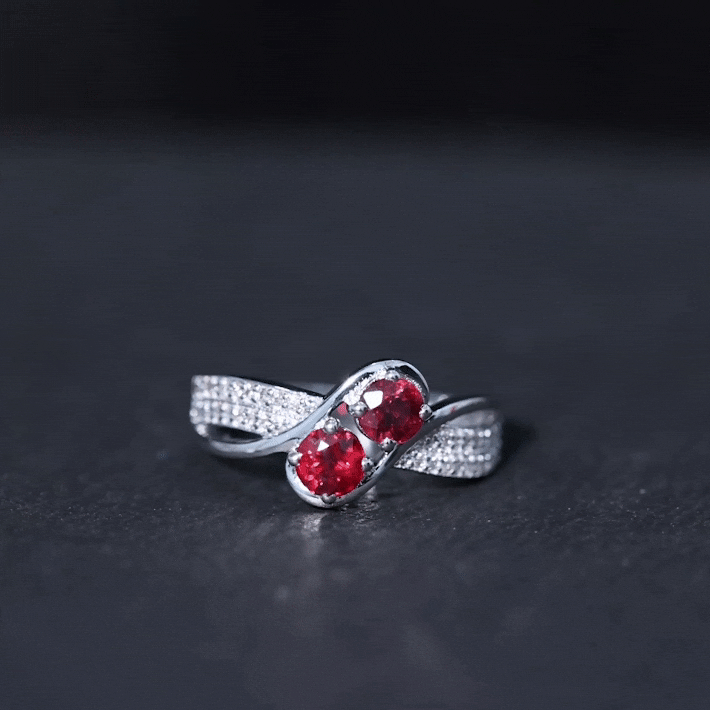 Natural Ruby To Et Moi Engagement Ring with Diamond