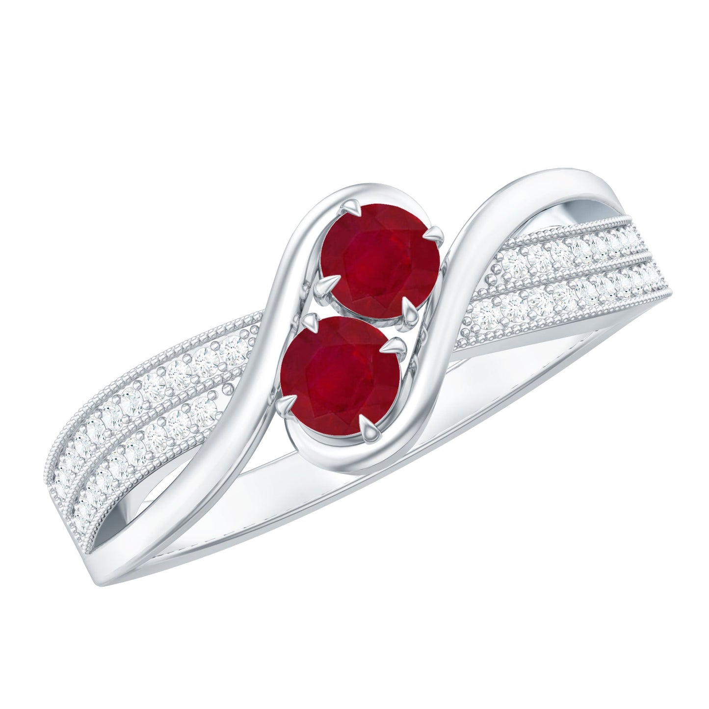 Natural Ruby To Et Moi Engagement Ring with Diamond