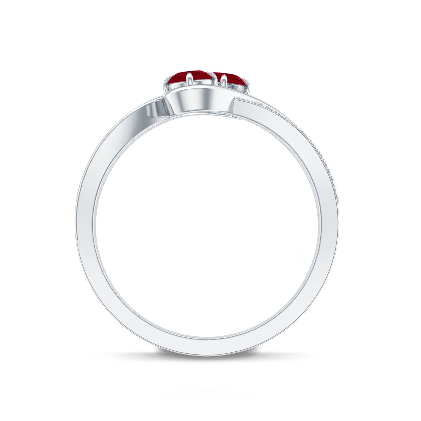 Natural Ruby To Et Moi Engagement Ring with Diamond