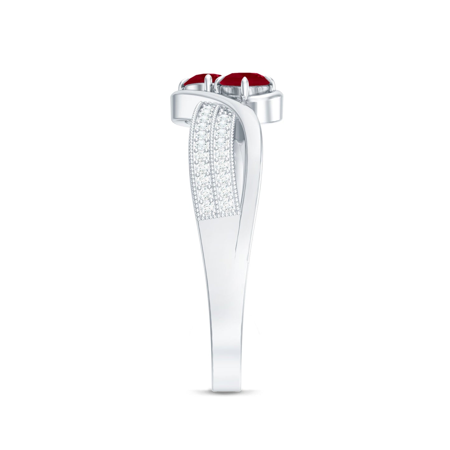 Natural Ruby To Et Moi Engagement Ring with Diamond