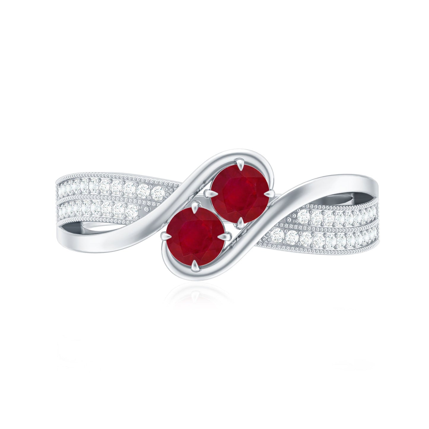 Natural Ruby To Et Moi Engagement Ring with Diamond