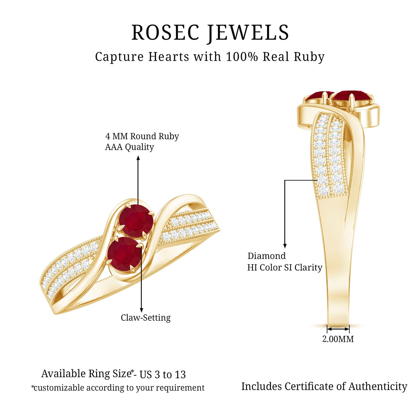 Natural Ruby To Et Moi Engagement Ring with Diamond
