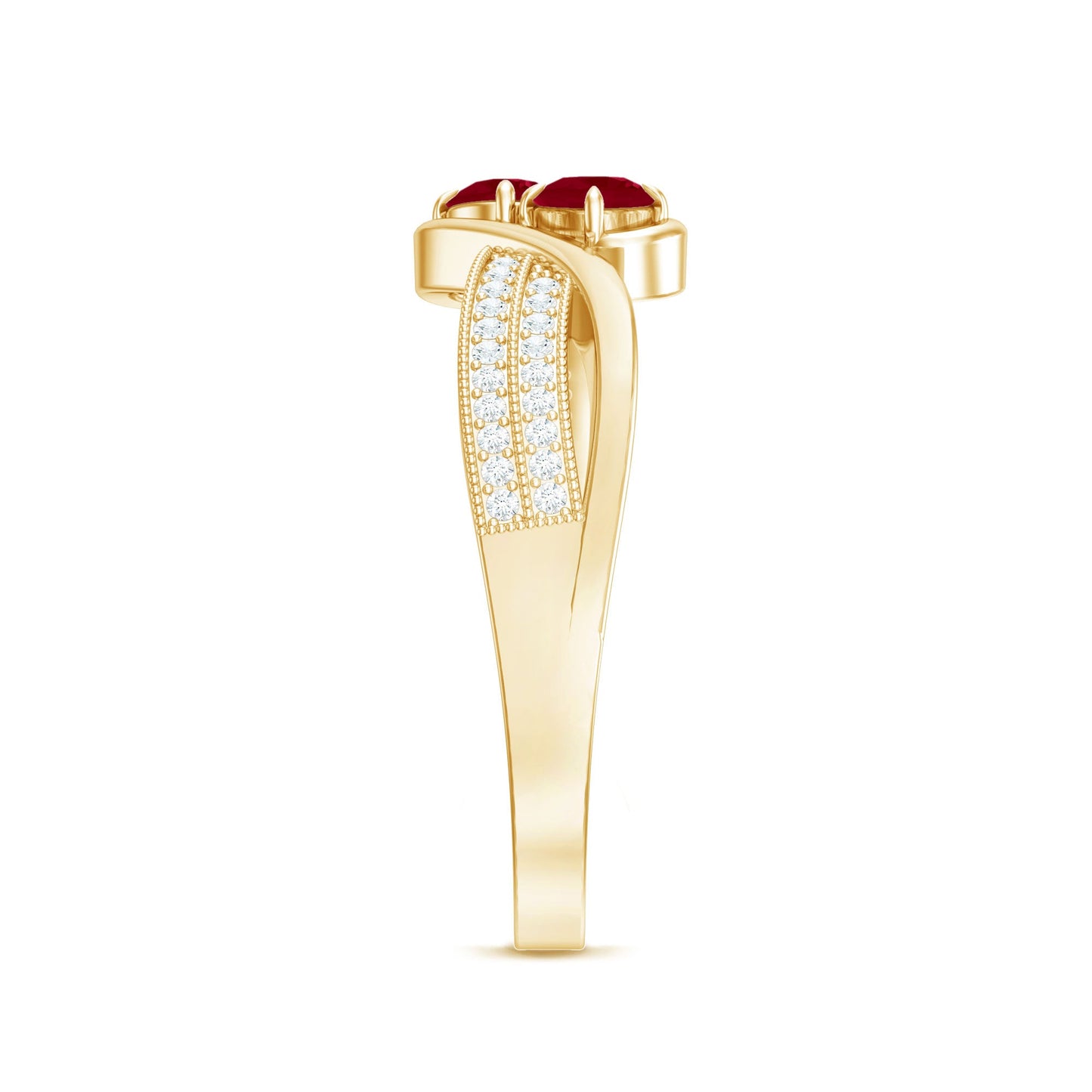 Natural Ruby To Et Moi Engagement Ring with Diamond