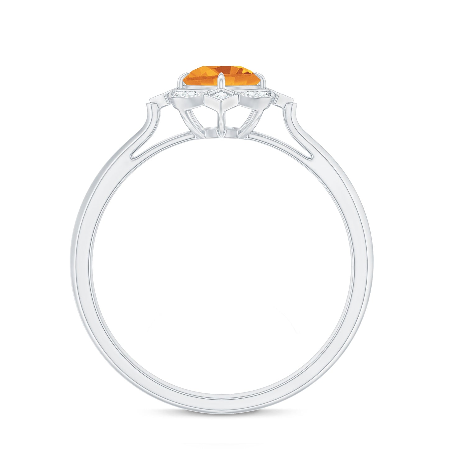 Vintage Inspired Citrine Engagement Ring with Diamond Halo