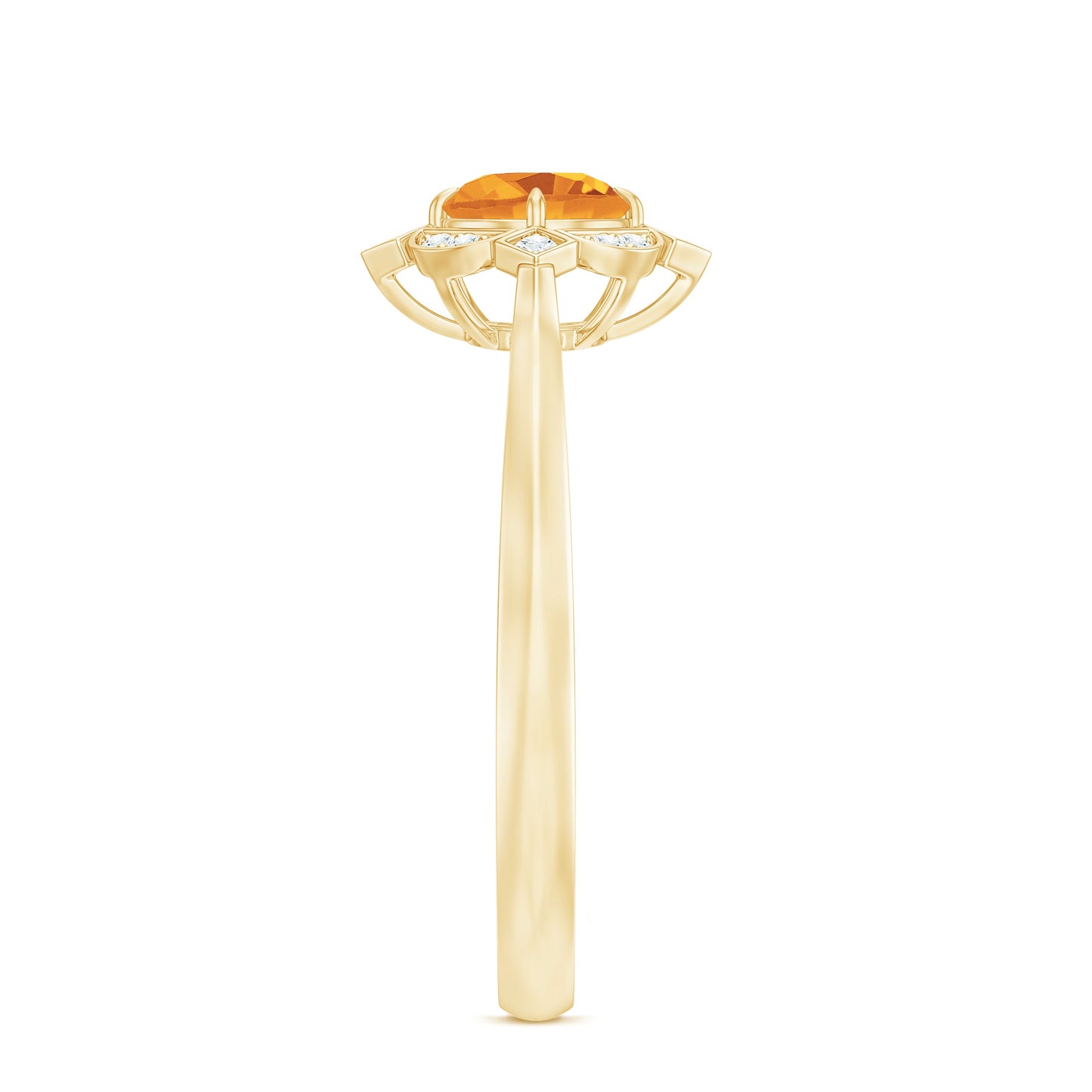 Vintage Inspired Citrine Engagement Ring with Diamond Halo