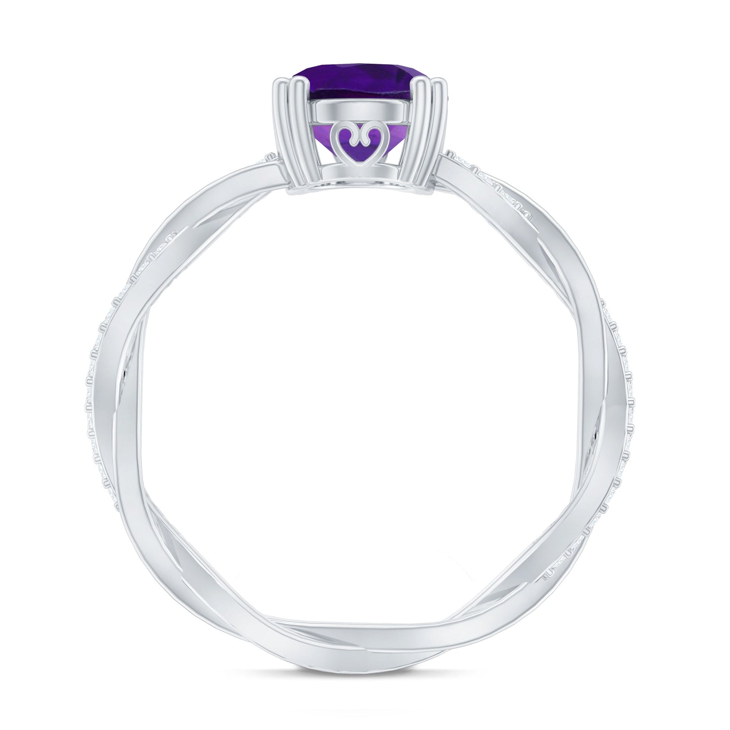 2.75 CT Oval Amethyst and Diamond Braided Engagement Ring