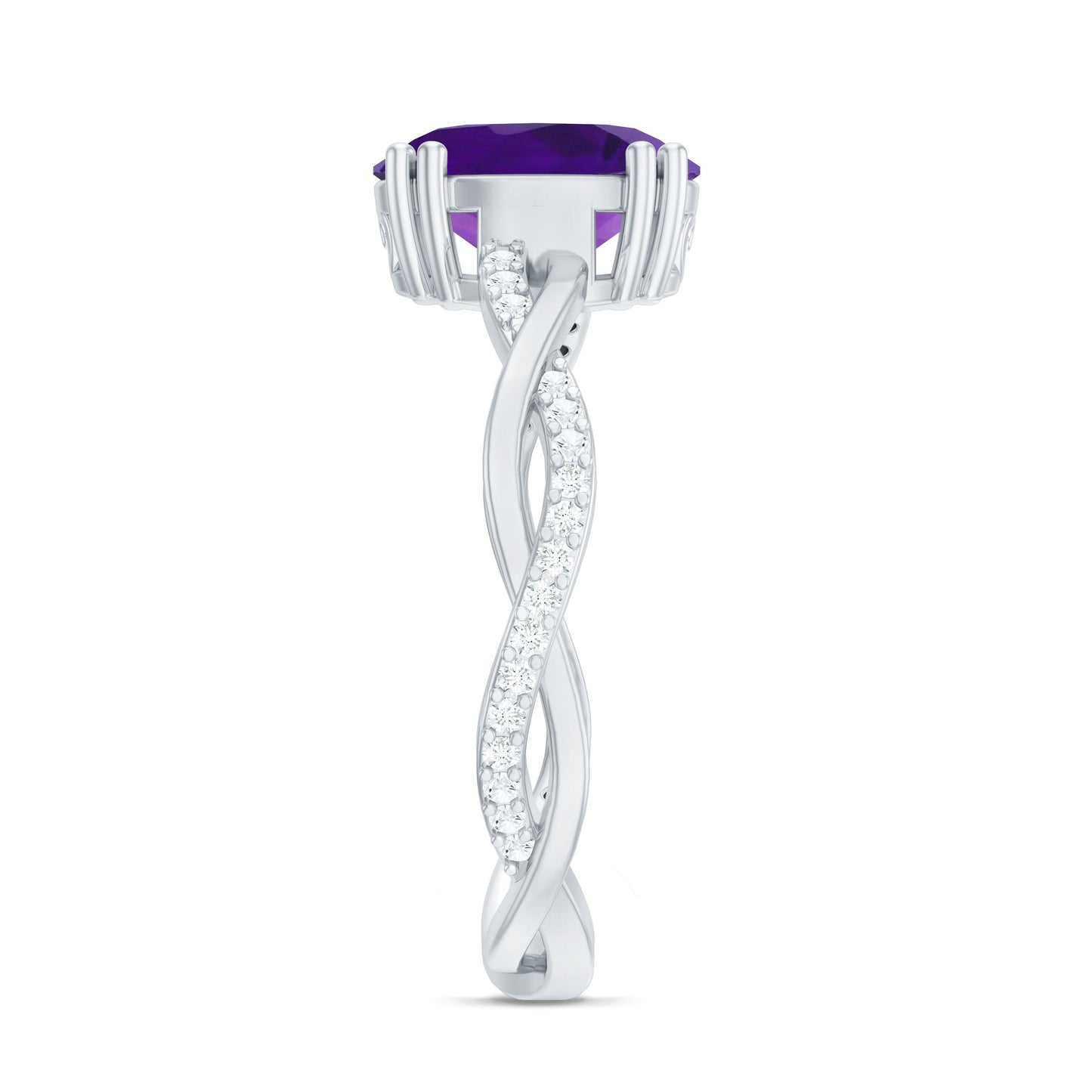 2.75 CT Oval Amethyst and Diamond Braided Engagement Ring